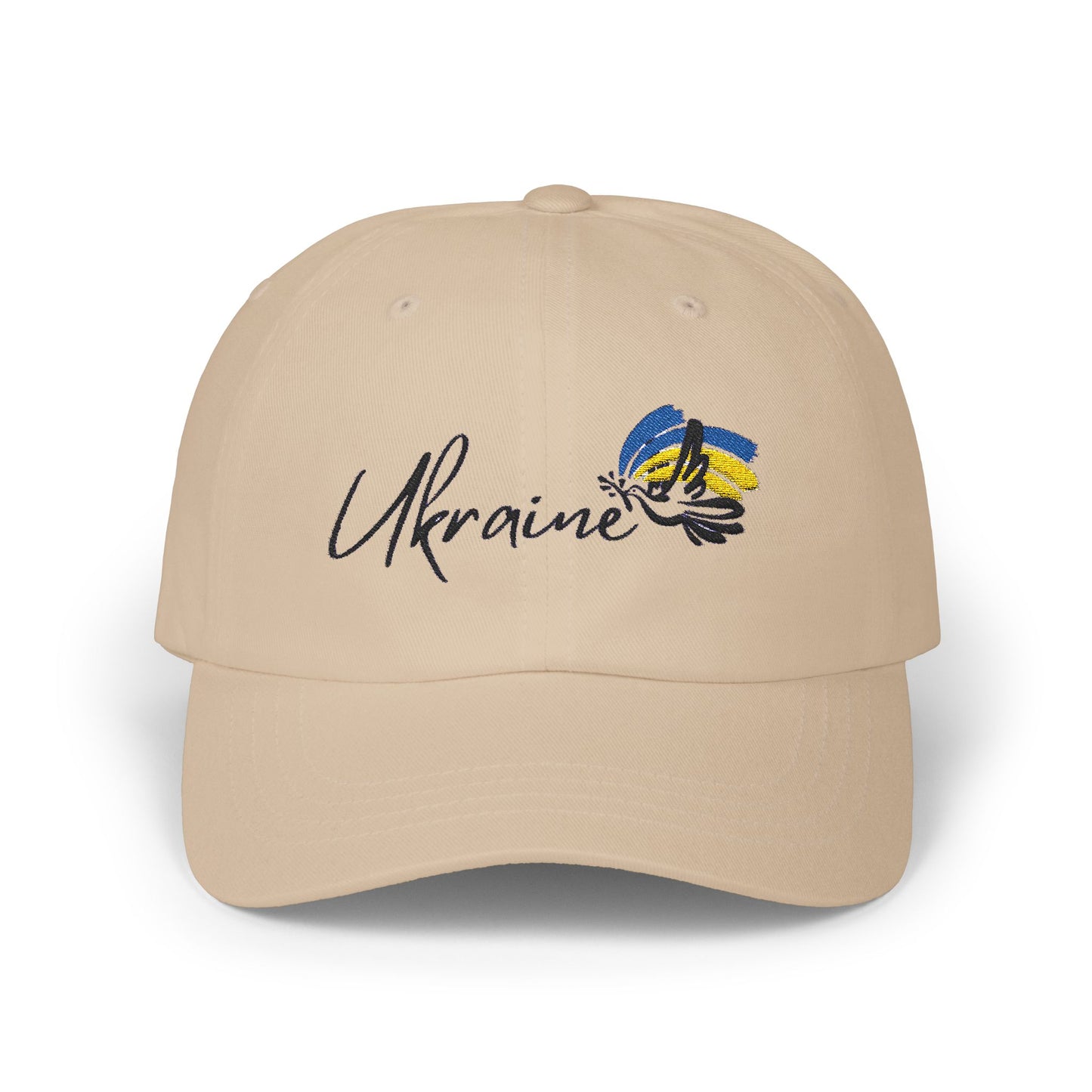 Classic Ukraine Dad Cap - Casual White Hat with Embroidered Ukraine Design