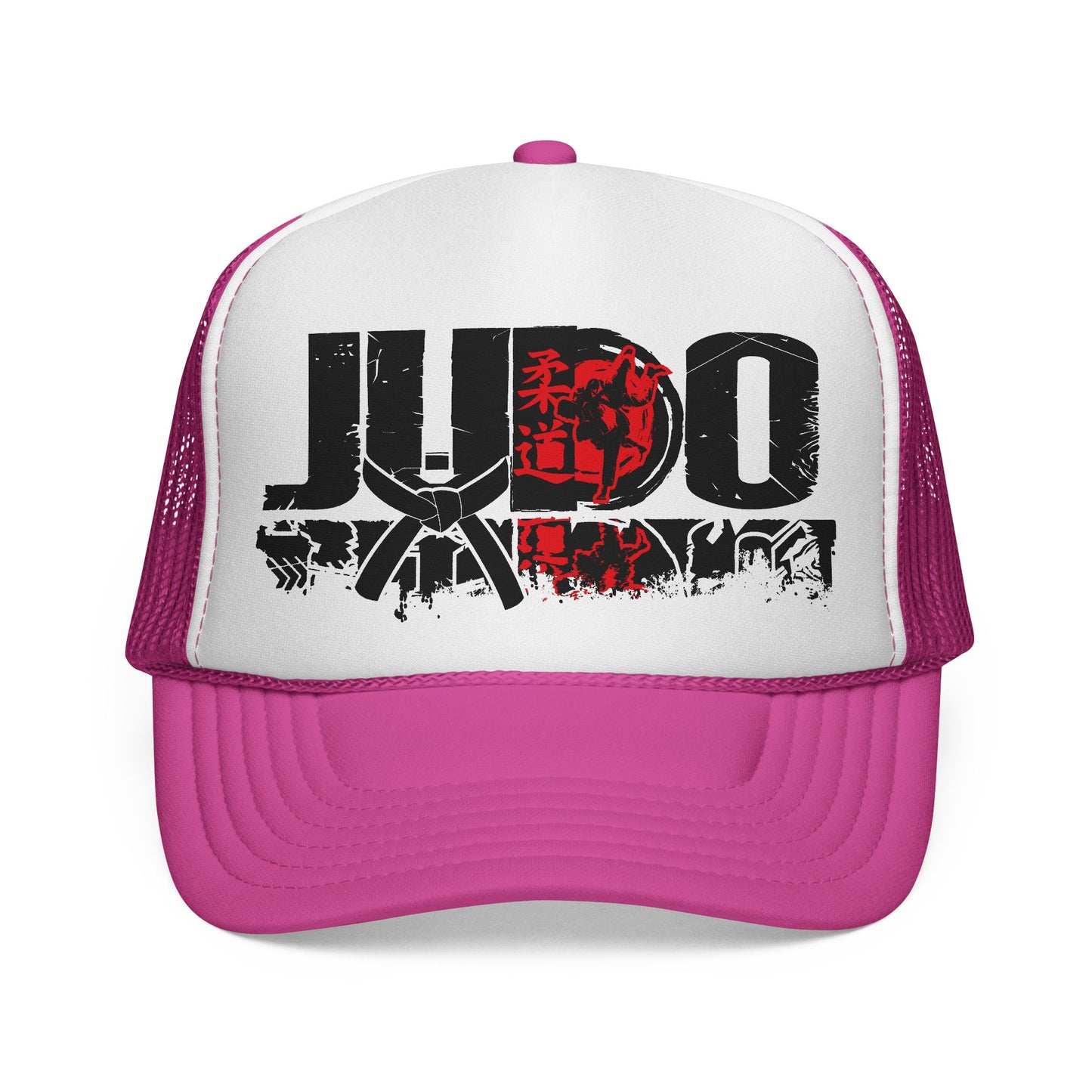 Judo Trucker Cap — Martial Arts Graphic Hat with Red Rising Sun Design