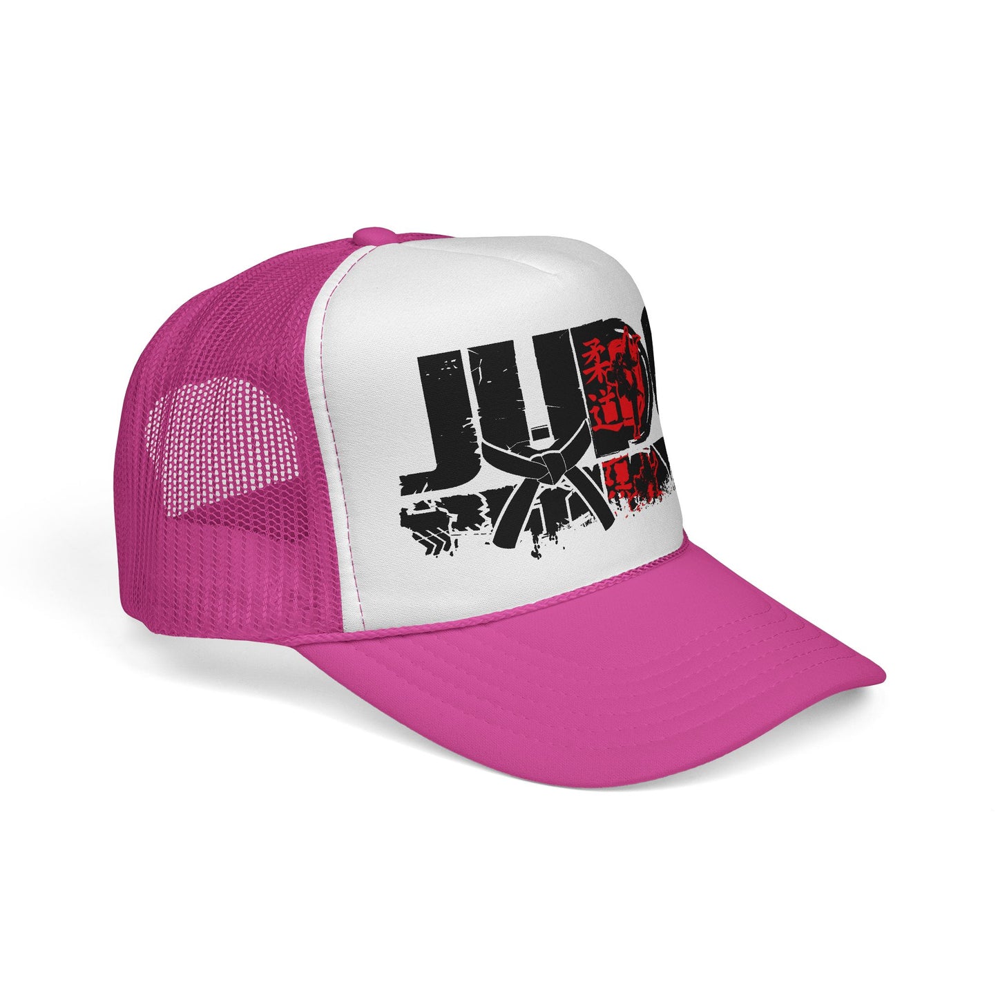 Judo Trucker Cap — Martial Arts Graphic Hat with Red Rising Sun Design