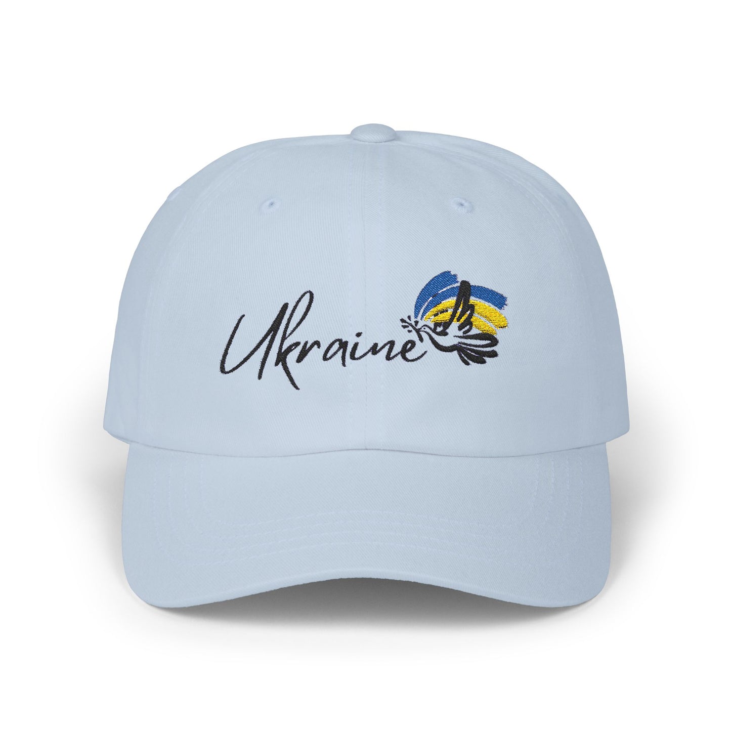 Classic Ukraine Dad Cap - Casual White Hat with Embroidered Ukraine Design
