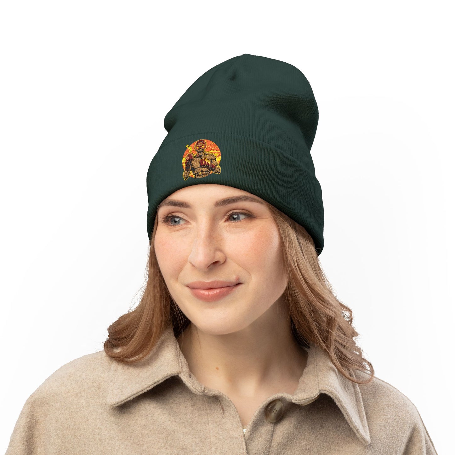 Knit Beanie with Embroidery H30