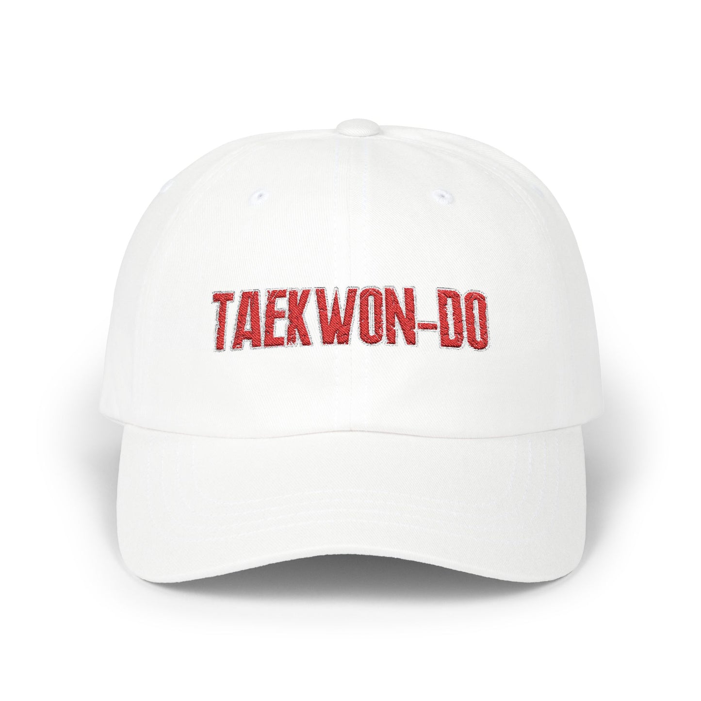Classic Taekwondo Dad Cap - Adjustable White Hat for Martial Arts Enthusiasts