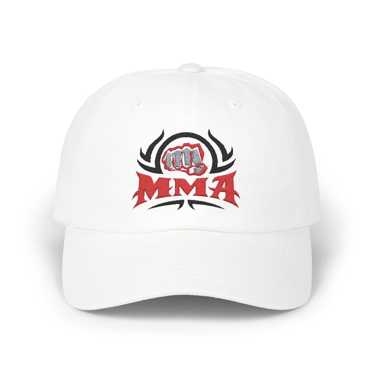 MMA1 Classic Dad Cap - Stylish White Baseball Hat with Fist Logo