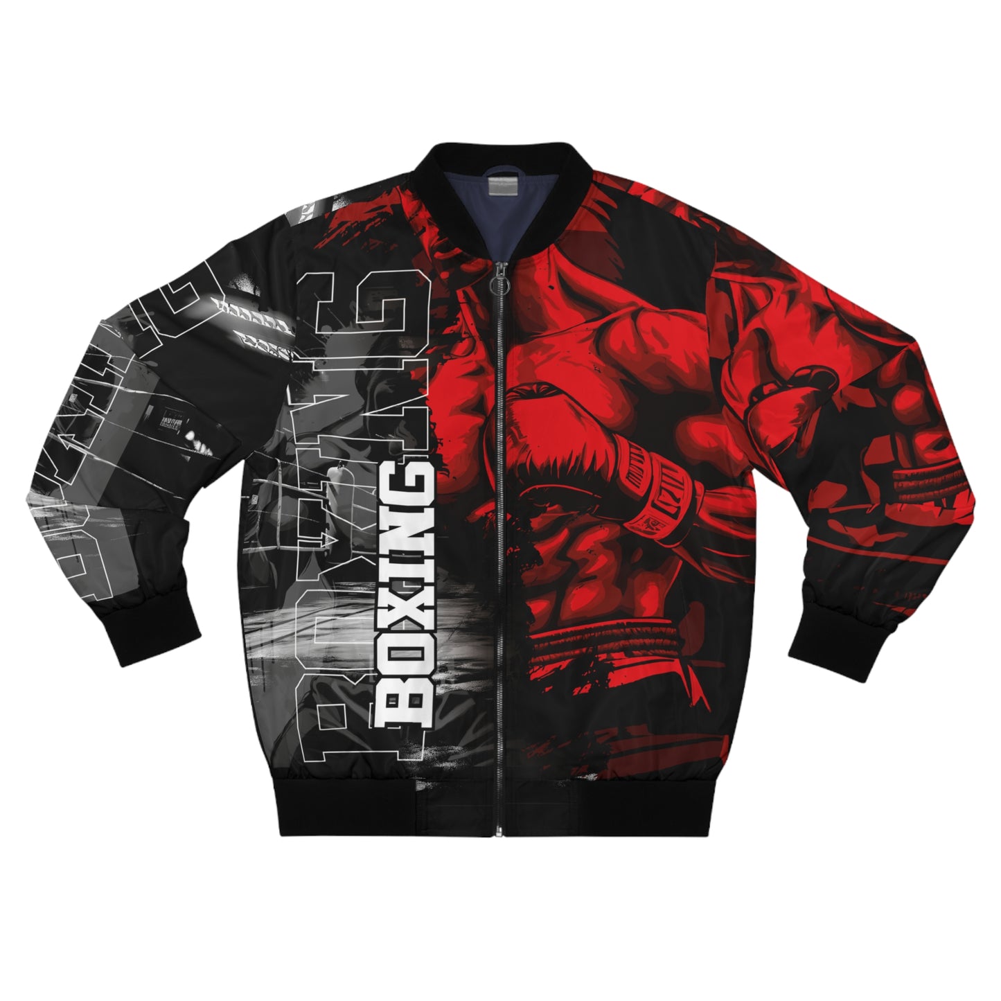 Boxing Graphic Men's Bomber Jacket - Sporty Style for Boxing Enthusiasts