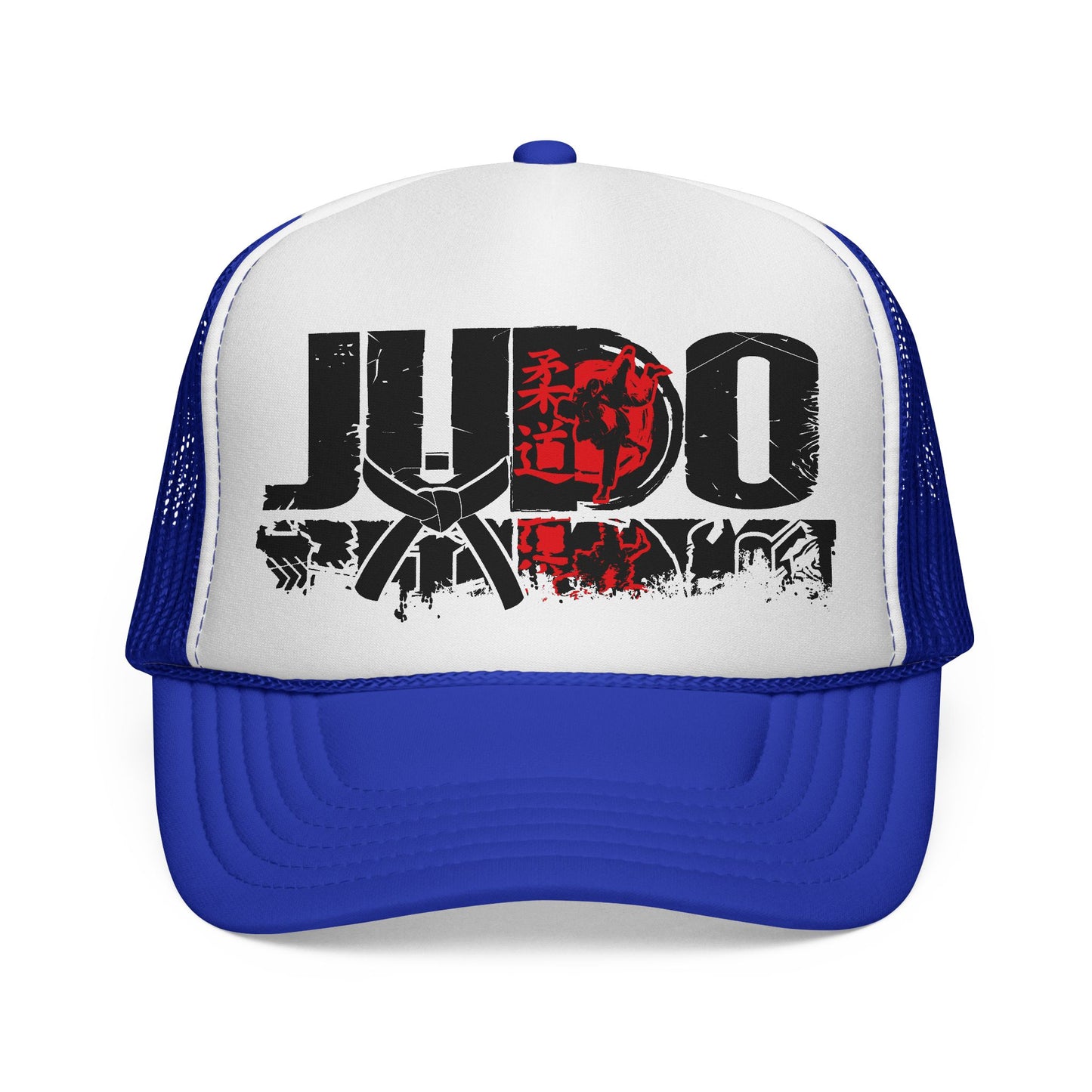 Judo Trucker Cap — Martial Arts Graphic Hat with Red Rising Sun Design