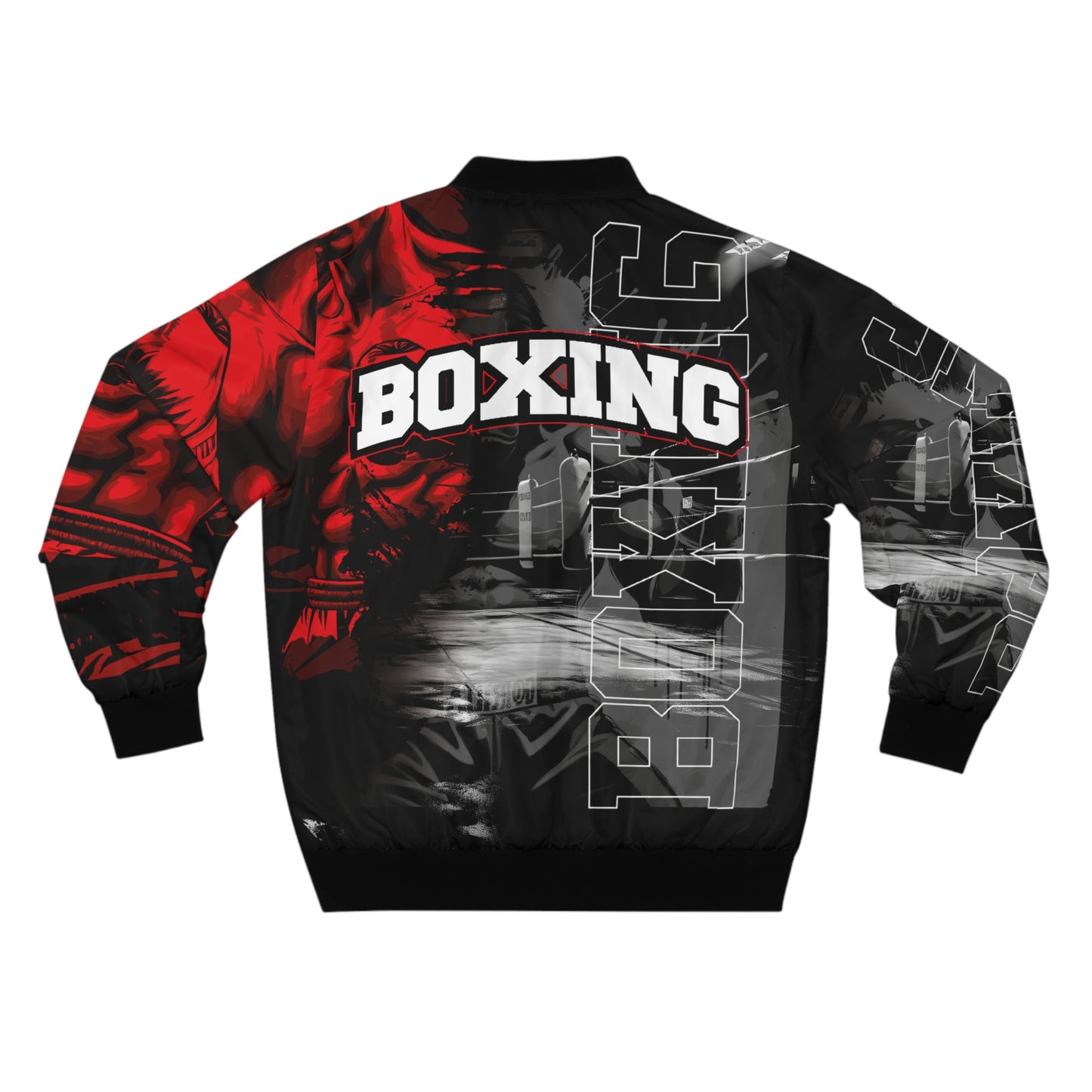 Boxing Graphic Men's Bomber Jacket - Sporty Style for Boxing Enthusiasts