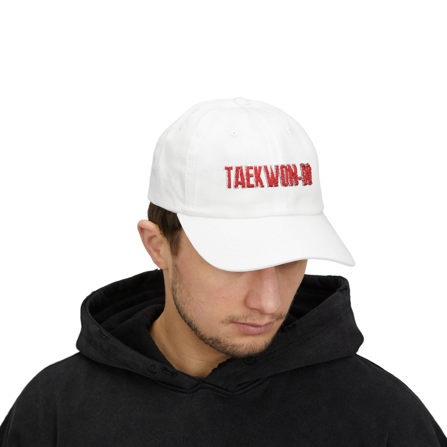 Classic Taekwondo Dad Cap - Adjustable White Hat for Martial Arts Enthusiasts