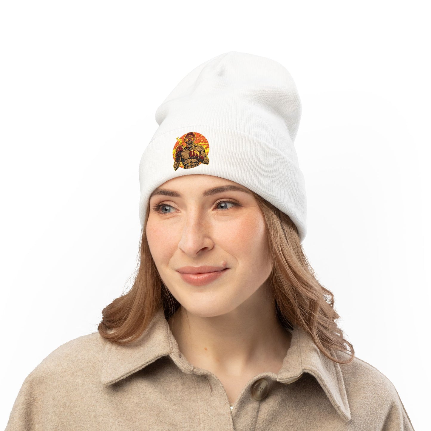Knit Beanie with Embroidery H30