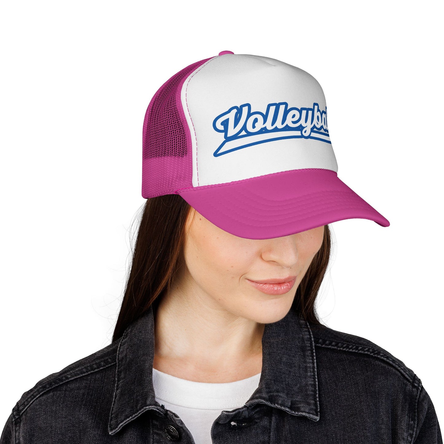 Volleyball Script Trucker Cap — Retro Athletic Mesh Hat for Players & Fans