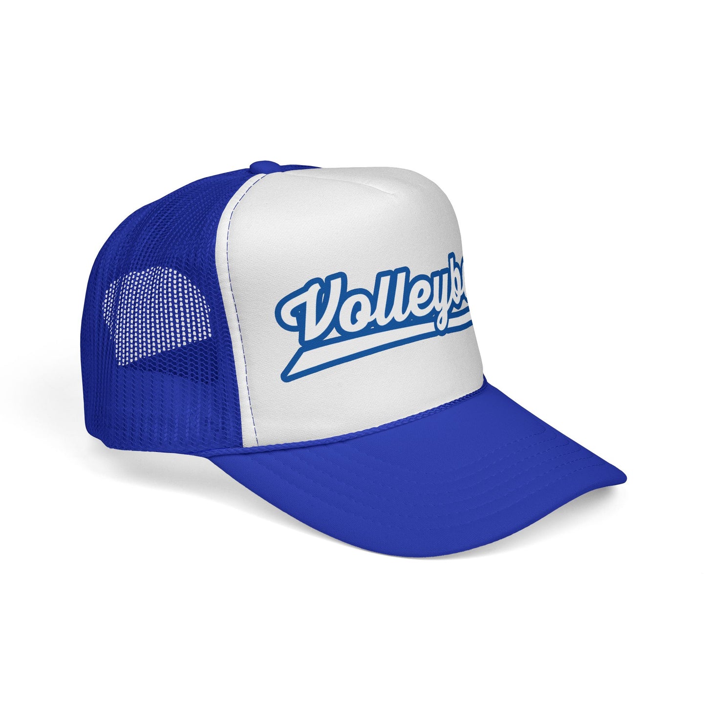 Volleyball Script Trucker Cap — Retro Athletic Mesh Hat for Players & Fans