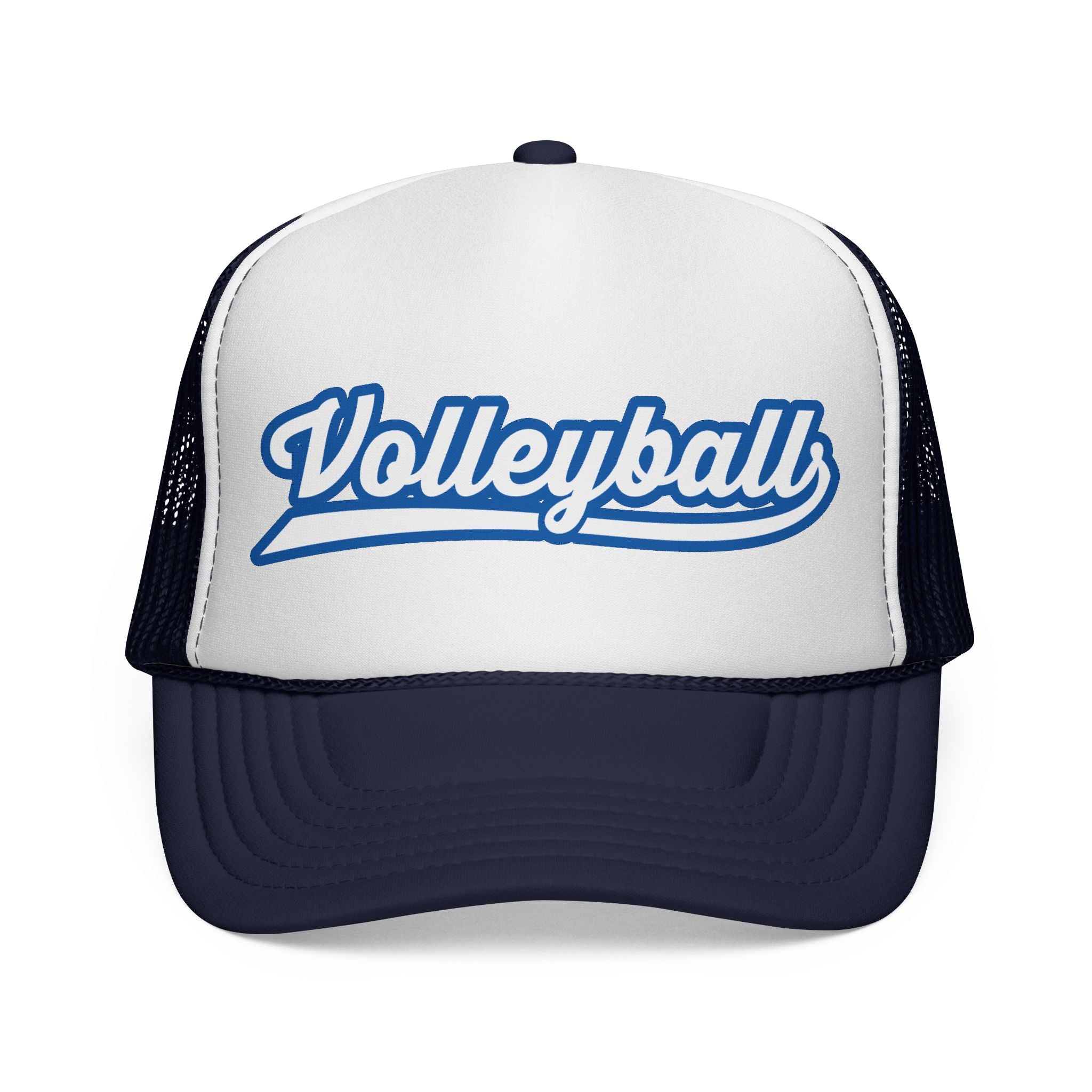 Volleyball Script Trucker Cap — Retro Athletic Mesh Hat for Players & Fans