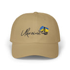 Classic Ukraine Dad Cap - Casual White Hat with Embroidered Ukraine Design