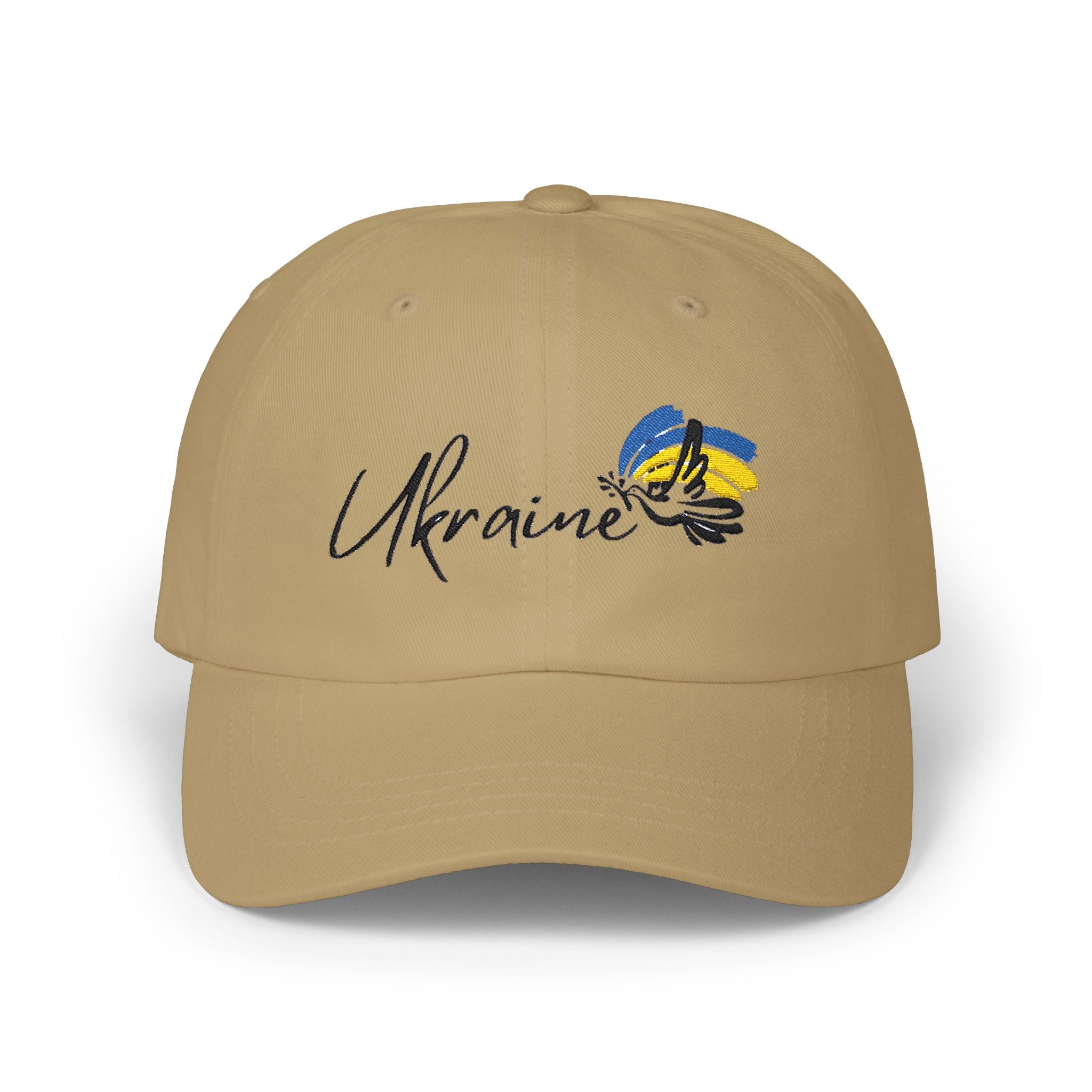 Classic Ukraine Dad Cap - Casual White Hat with Embroidered Ukraine Design
