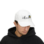 Classic Ukraine Dad Cap - Casual White Hat with Embroidered Ukraine Design