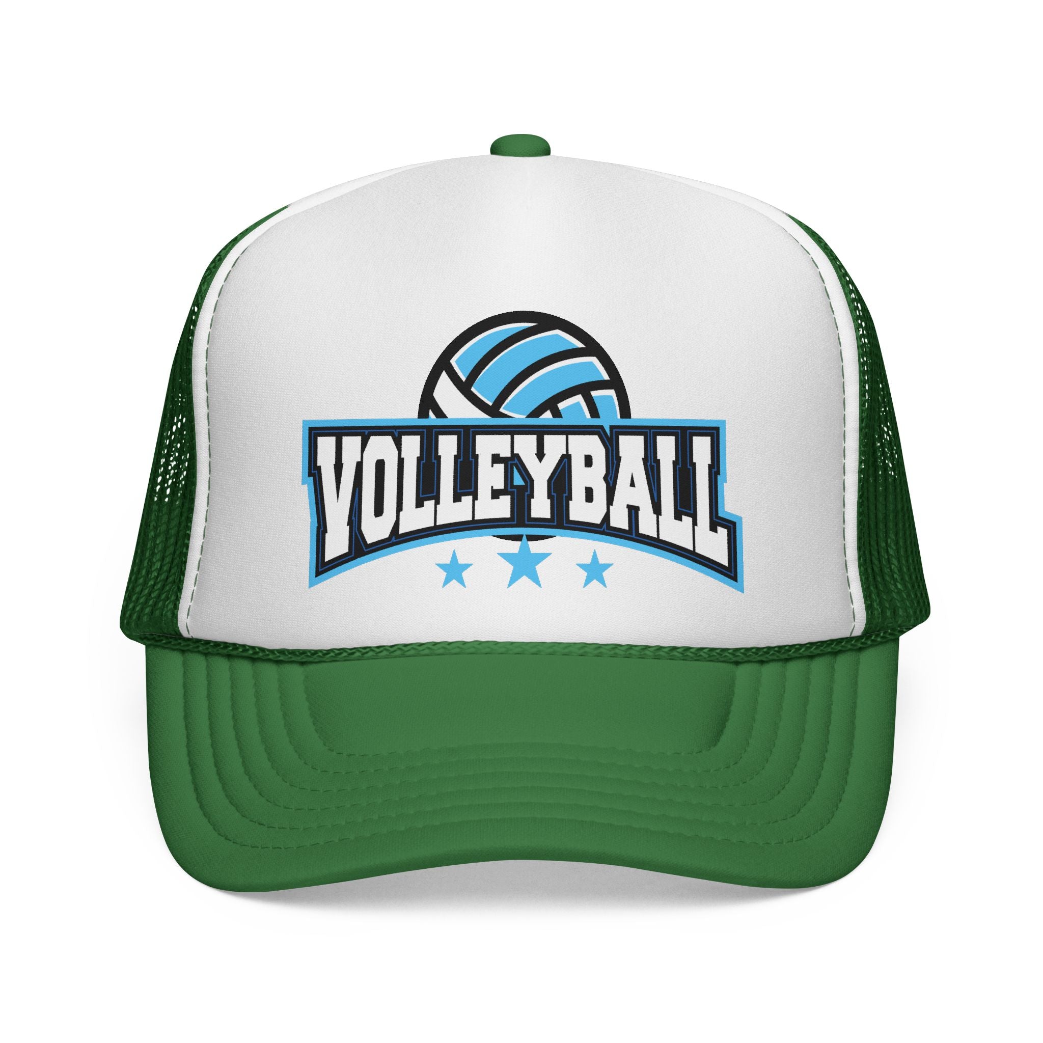 Volleyball Trucker Hat — Blue Volleyball Logo Mesh Cap for Players & Fans