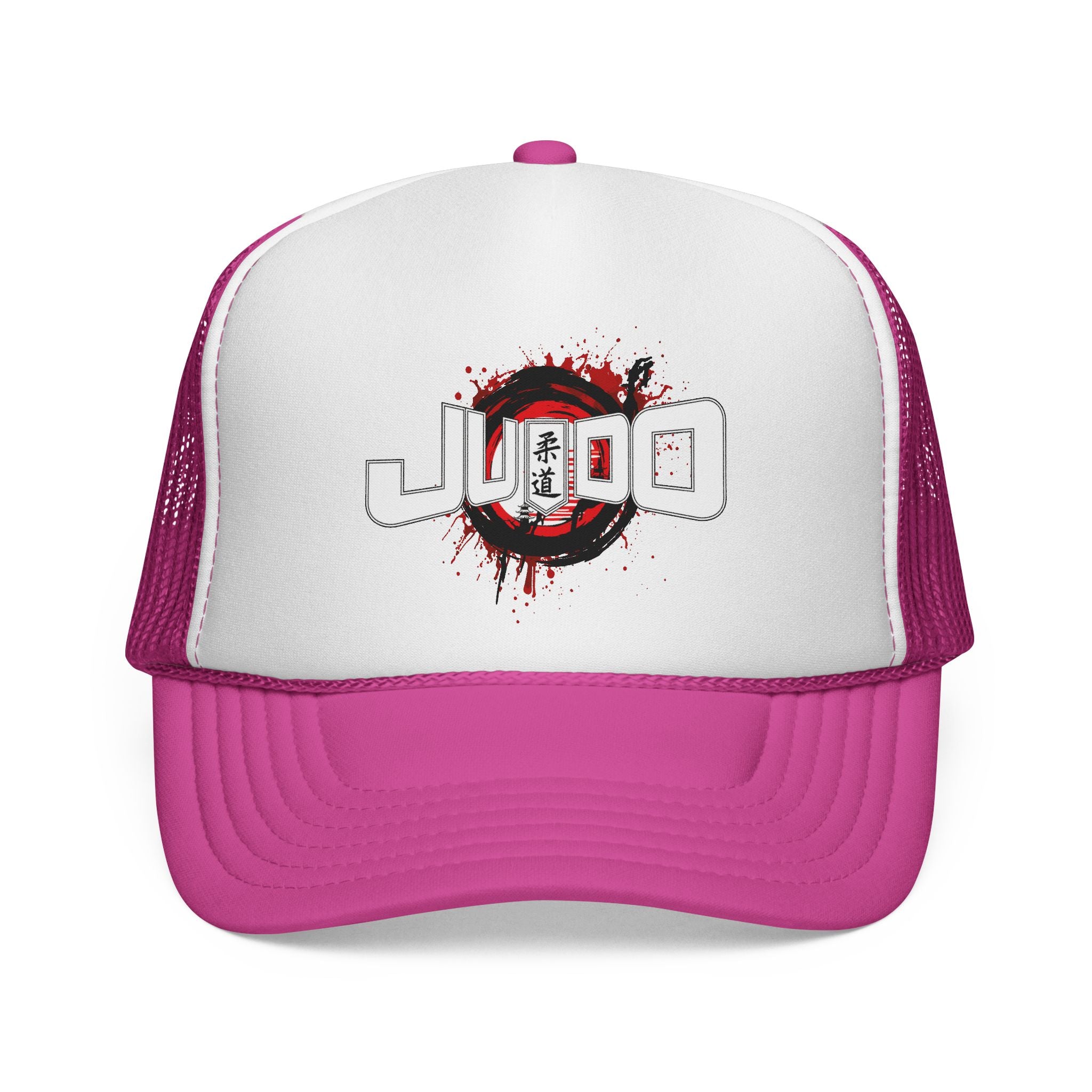 Czapka typu trucker do judo – czapka z siateczki do sztuk walki z czerwonym wzorem pędzla