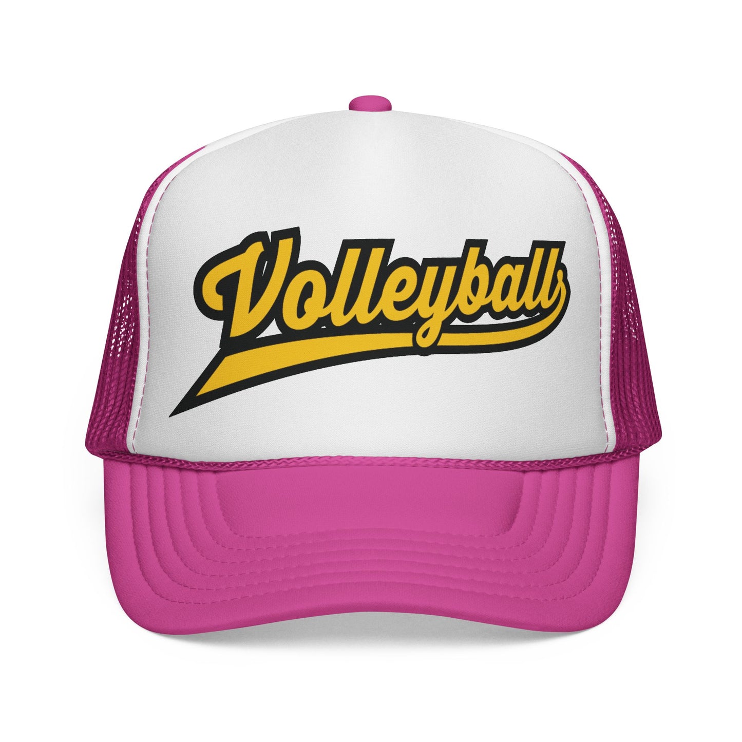 Czapka typu trucker z napisem Volleyball Script — sportowa czapka z siateczki w stylu retro dla graczy i kibiców