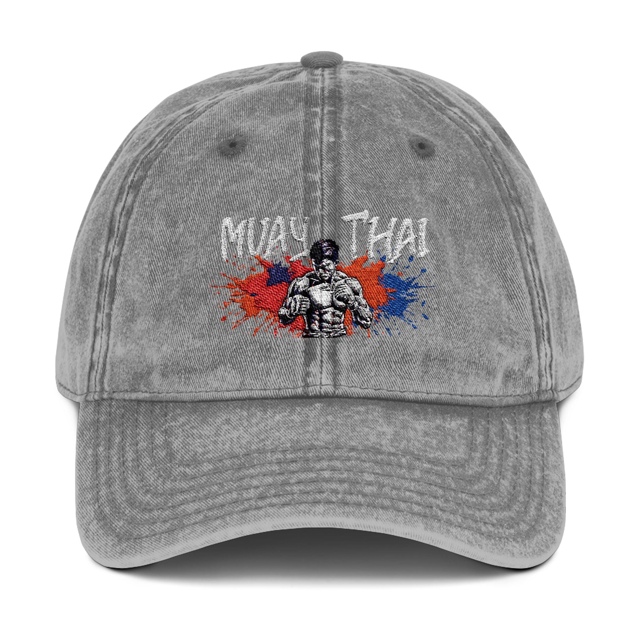 Czapka Muay Thai z haftem w stylu vintage – sportowa, regulowana czapka dla miłośników sztuk walki