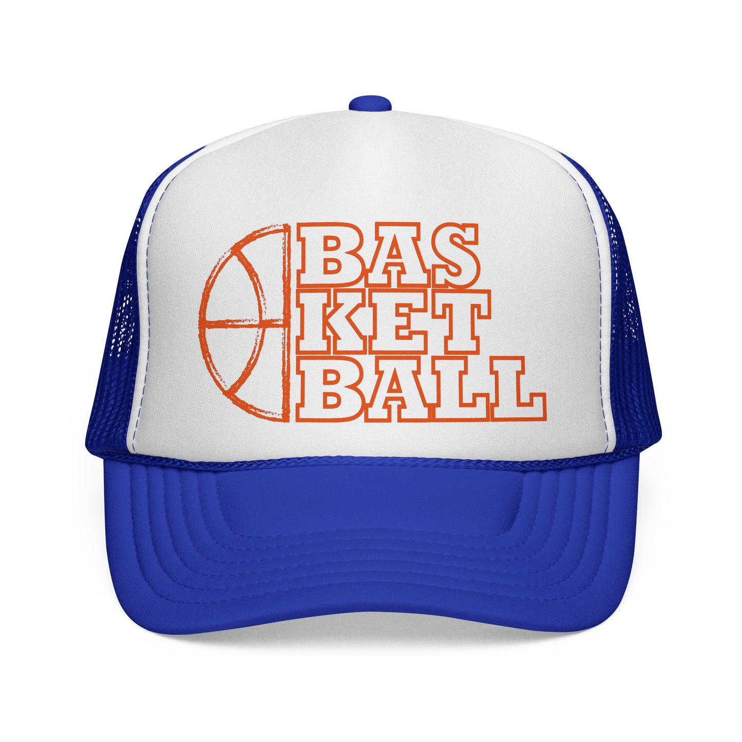 Basketball Trucker Hat — Retro Orange Hoop Design
