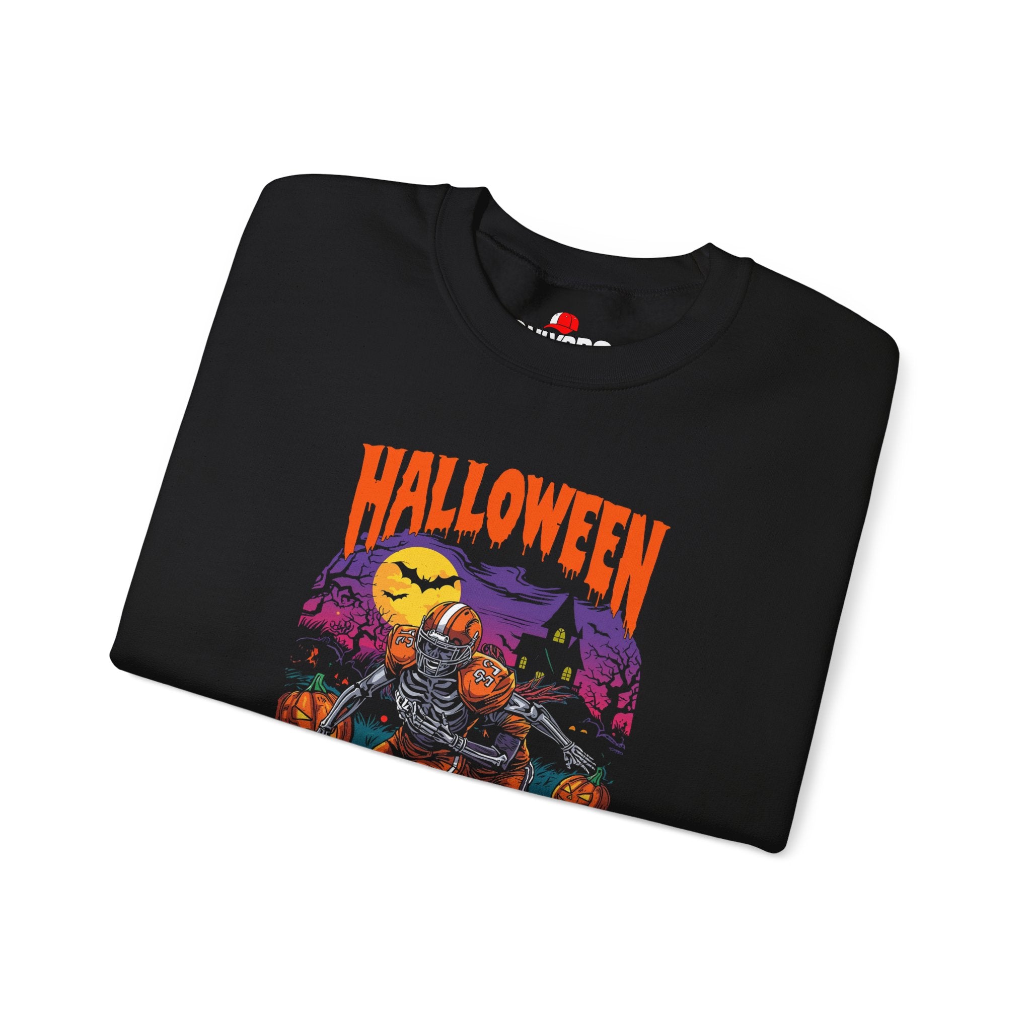 Bluza z nadrukiem Halloween i okrągłym dekoltem H22