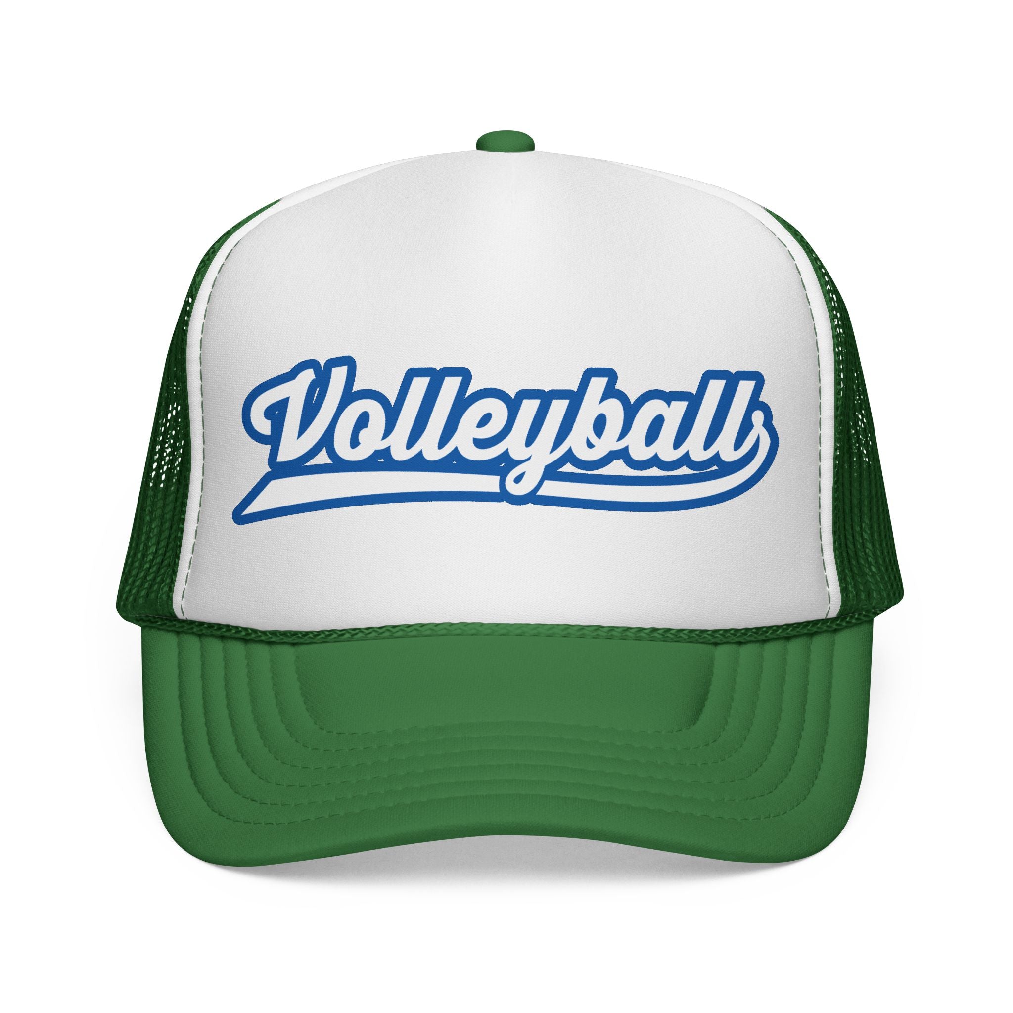 Volleyball Script Trucker Cap — Retro Athletic Mesh Hat for Players & Fans