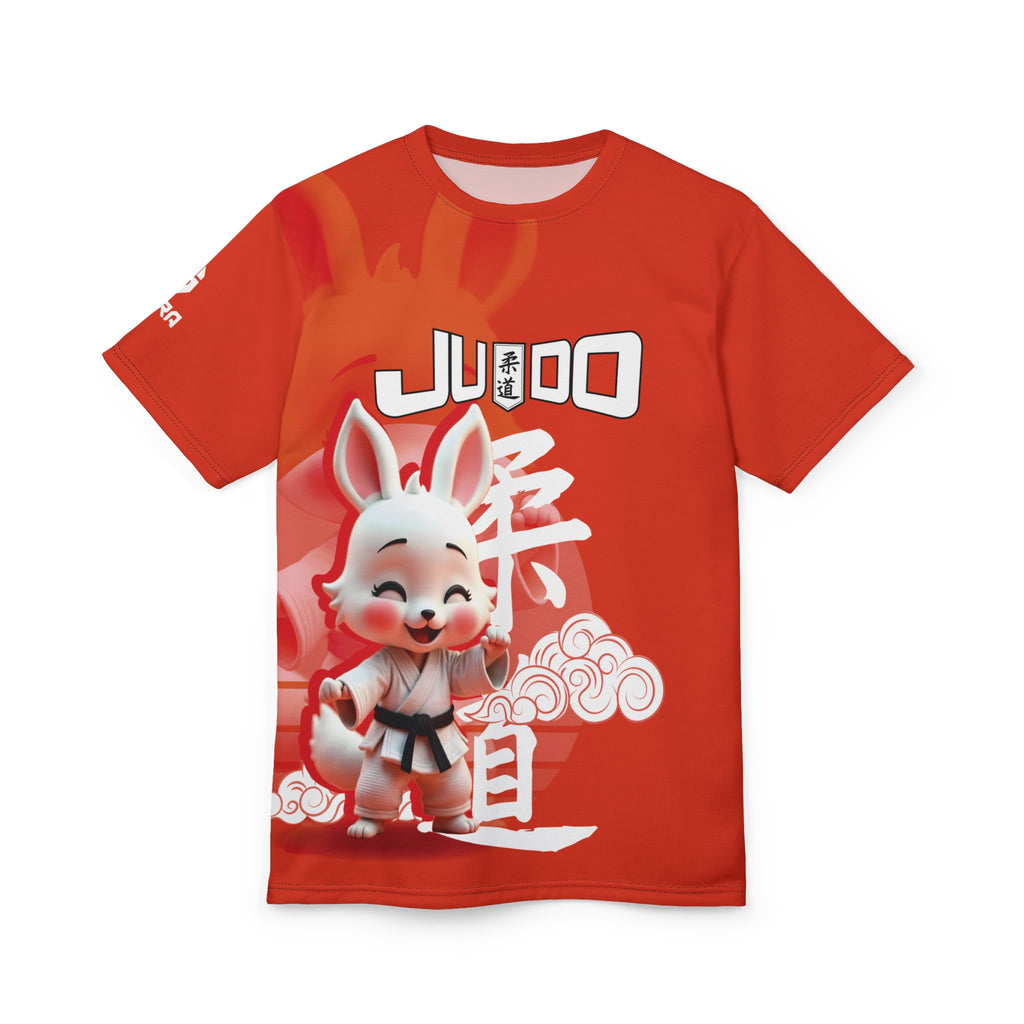 Uroczy t-shirt unisex z króliczkiem judo – idealny dla entuzjastów sztuk walki