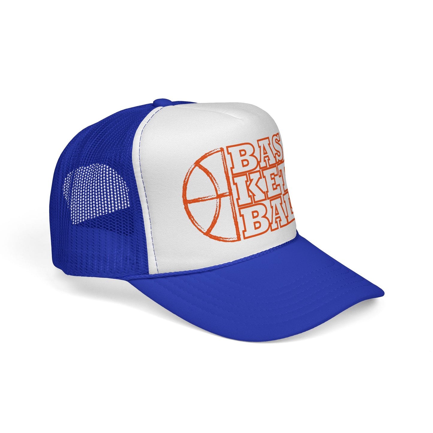 Basketball Trucker Hat — Retro Orange Hoop Design