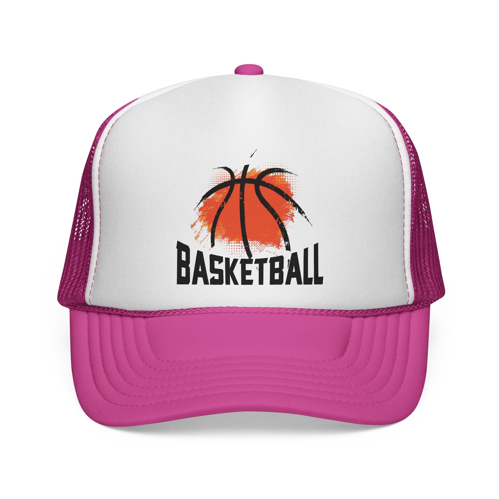 Czapka truckerka do koszykówki — wzór z malowaną piłką w stylu vintage