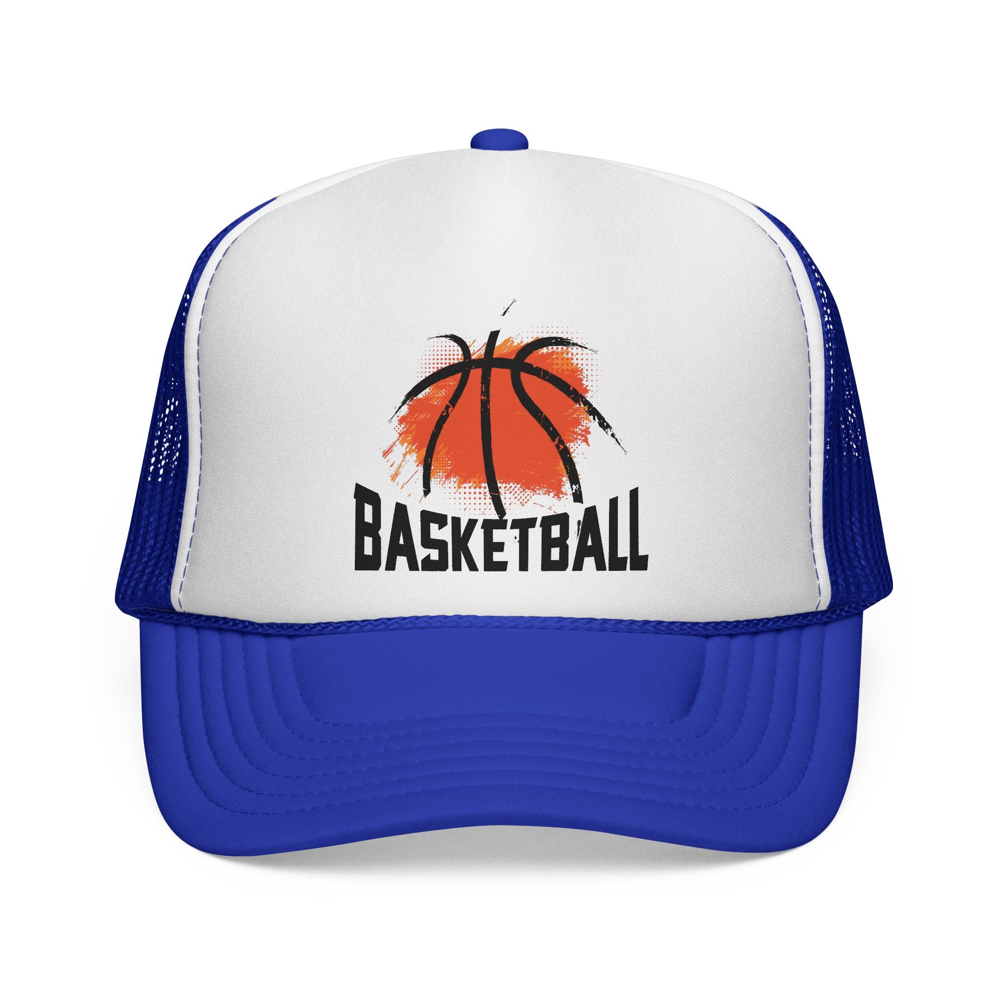 Czapka truckerka do koszykówki — wzór z malowaną piłką w stylu vintage