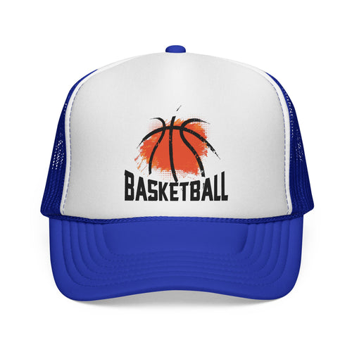 Czapka truckerka do koszykówki — wzór z malowaną piłką w stylu vintage