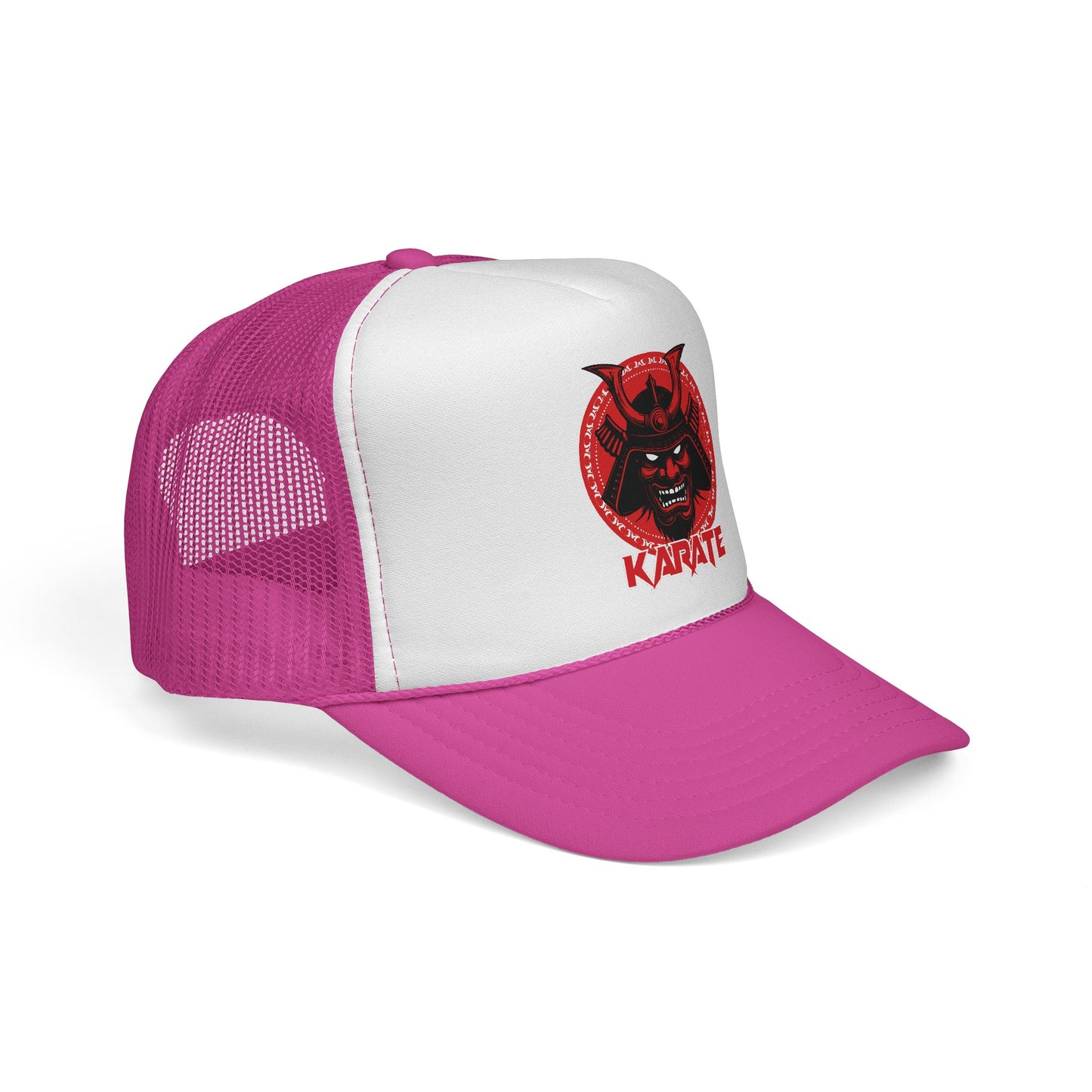 Czapka typu trucker Samurai Karate — czerwony kapelusz do sztuk walki z maską demona