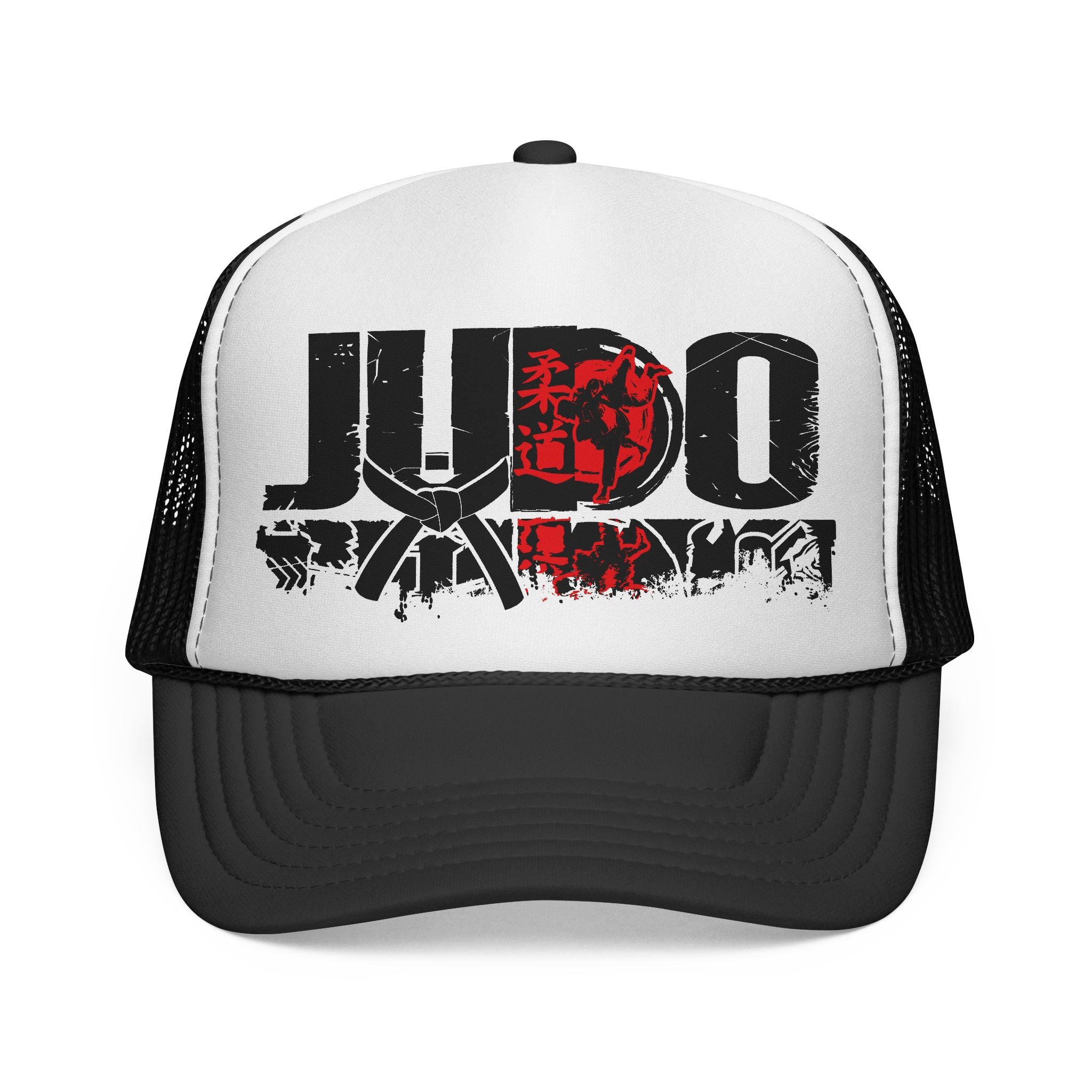 Czapka typu truckerka Judo — czapka z grafiką do sztuk walki z motywem czerwonego wschodzącego słońca