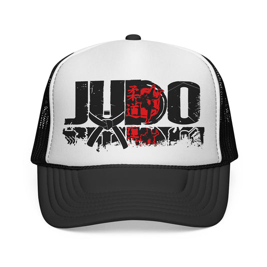 Czapka typu truckerka Judo — czapka z grafiką do sztuk walki z motywem czerwonego wschodzącego słońca
