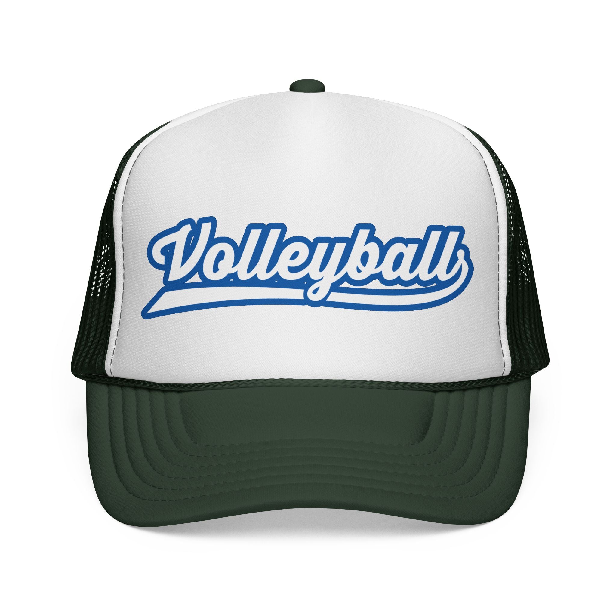 Volleyball Script Trucker Cap — Retro Athletic Mesh Hat for Players & Fans