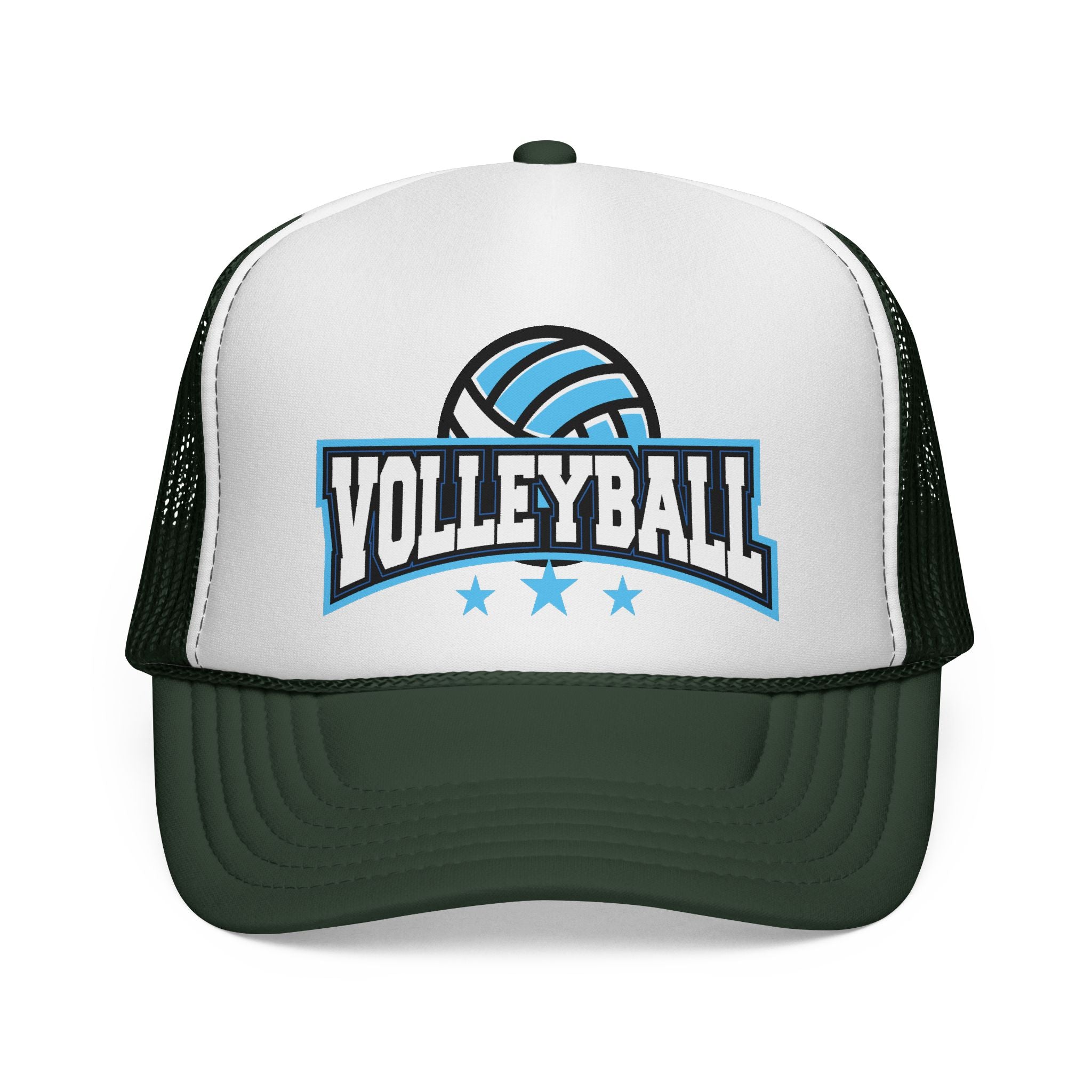 Volleyball Trucker Hat — Blue Volleyball Logo Mesh Cap for Players & Fans