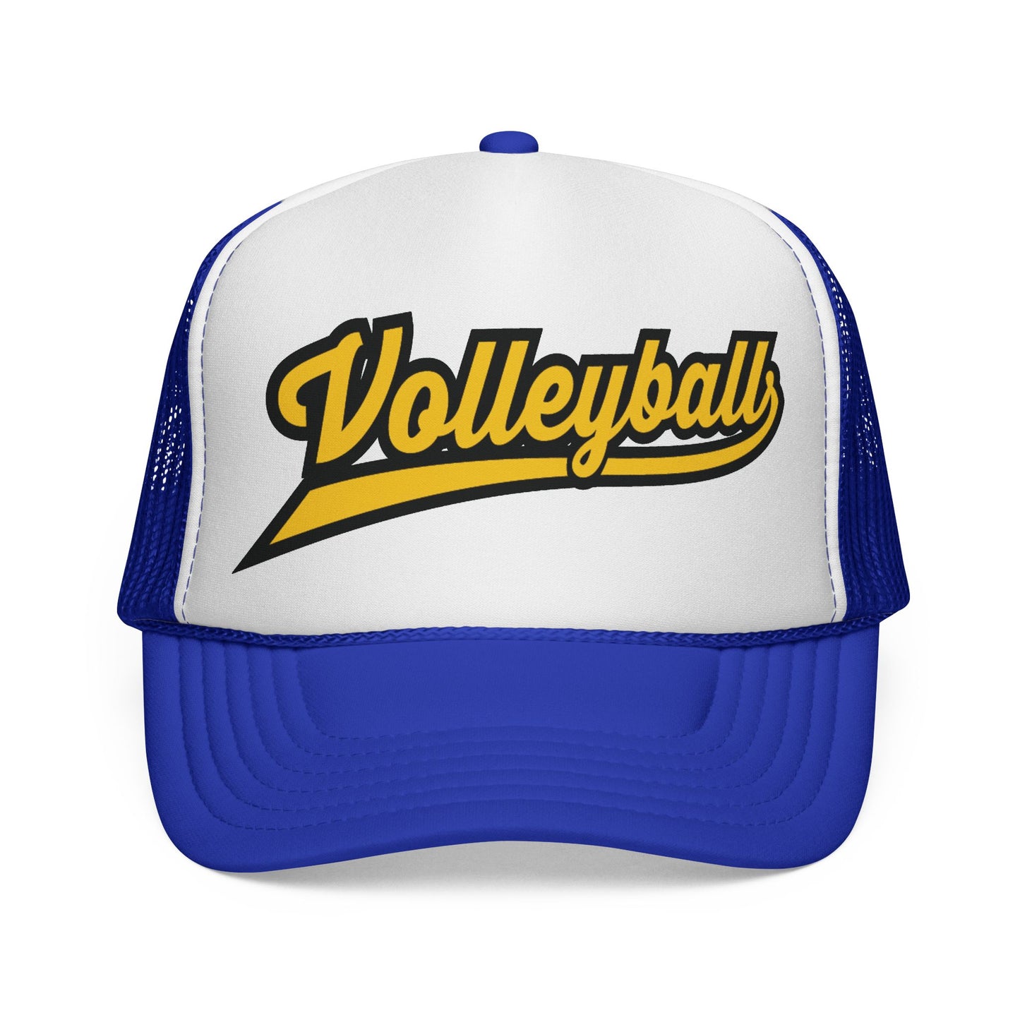 Czapka typu trucker z napisem Volleyball Script — sportowa czapka z siateczki w stylu retro dla graczy i kibiców