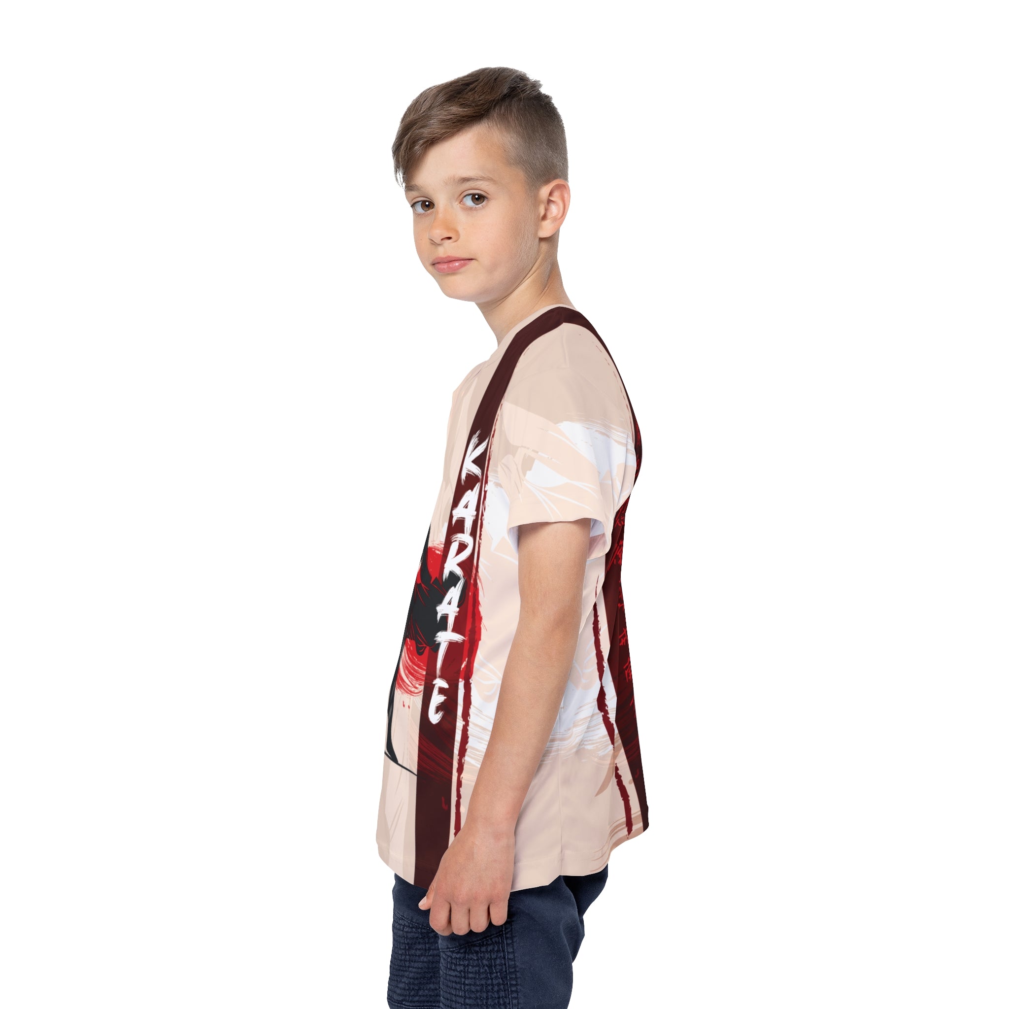 Koszulka sportowa dla dzieci do karate – pełen akcji design dla młodych adeptów sztuk walki