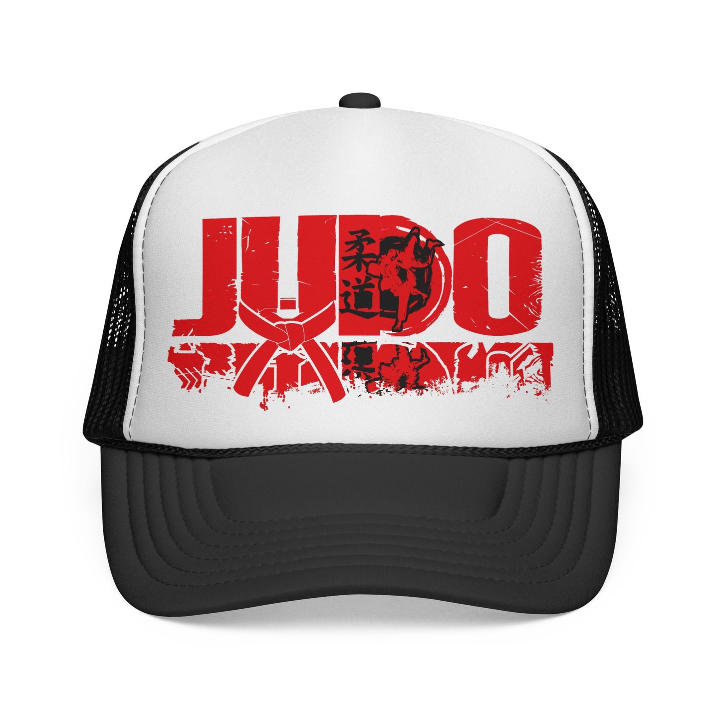 Czapka z daszkiem typu trucker w kolorze czerwonym, grunge, do sztuk walki