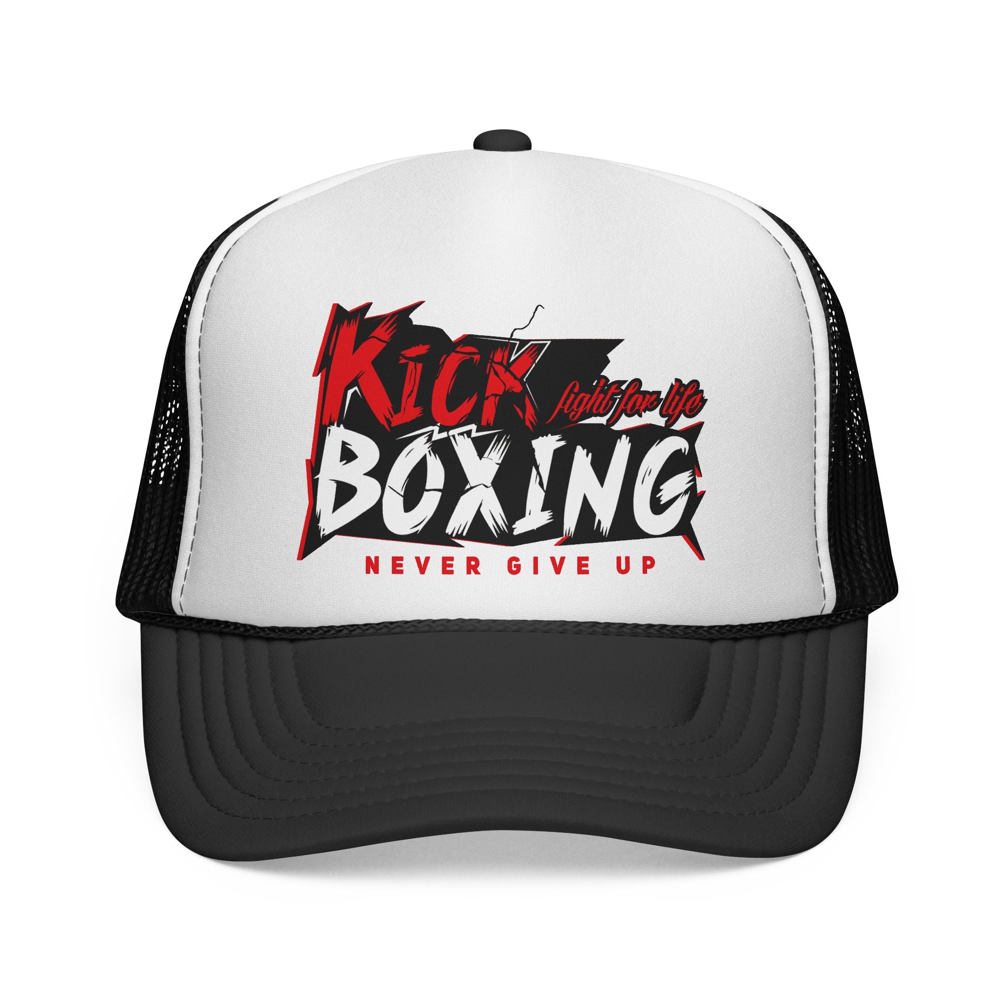 Czapka typu trucker do kickboxingu – „Nigdy się nie poddawaj” – sportowa czapka z siateczki