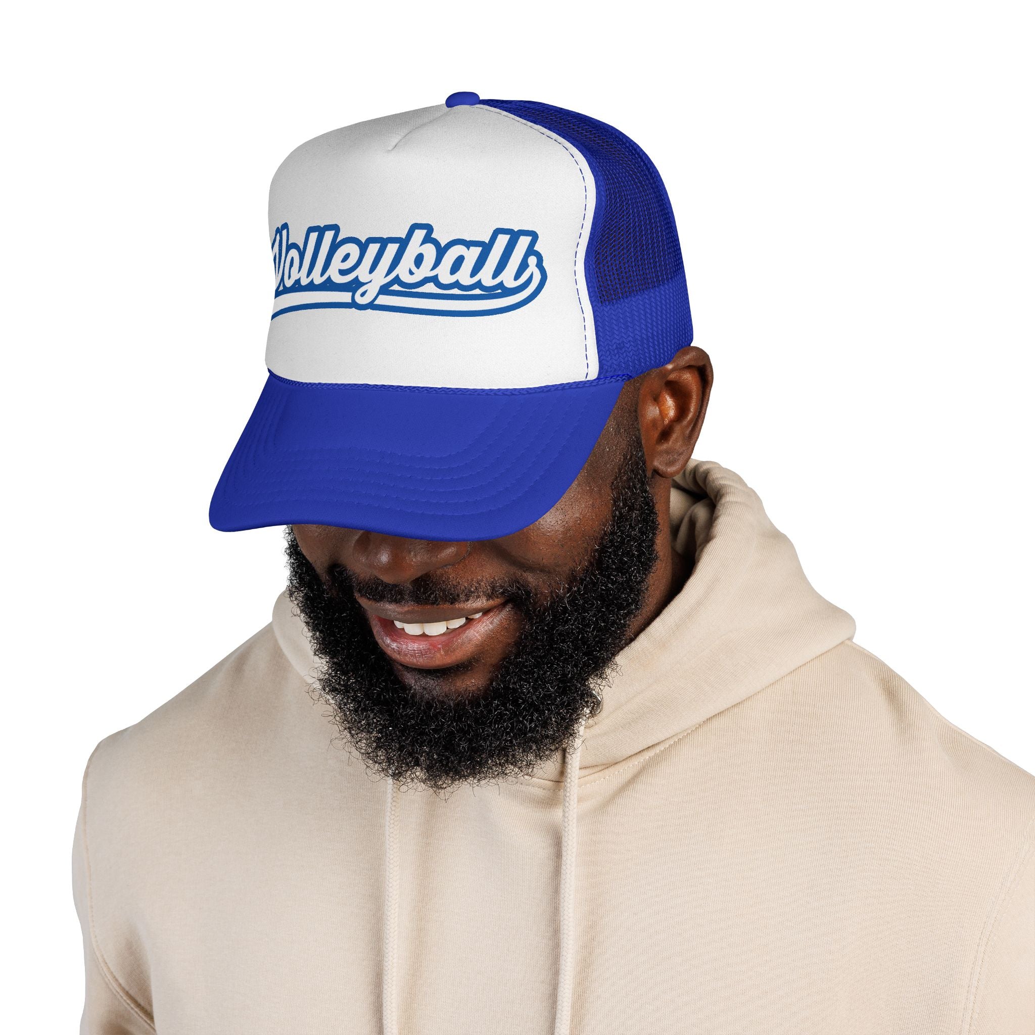 Volleyball Script Trucker Cap — Retro Athletic Mesh Hat for Players & Fans