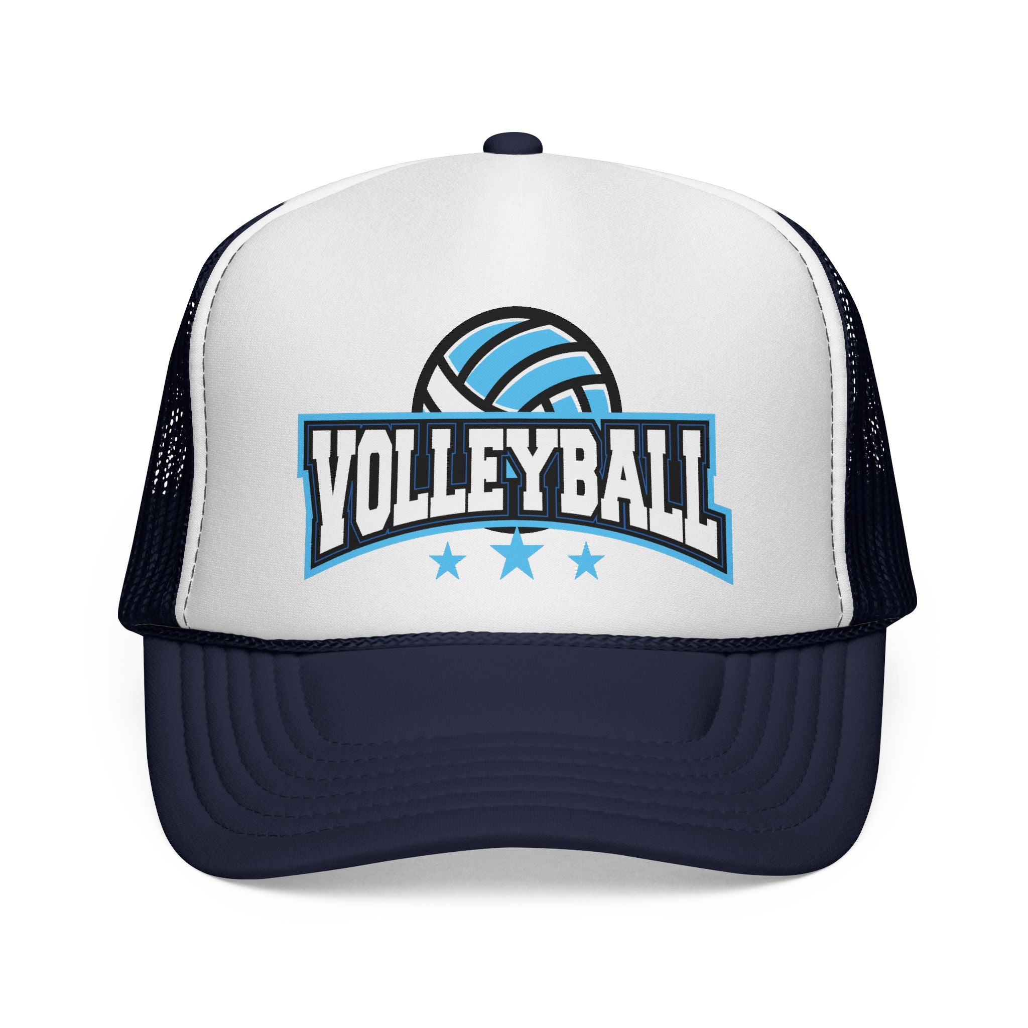 Volleyball Trucker Hat — Blue Volleyball Logo Mesh Cap for Players & Fans
