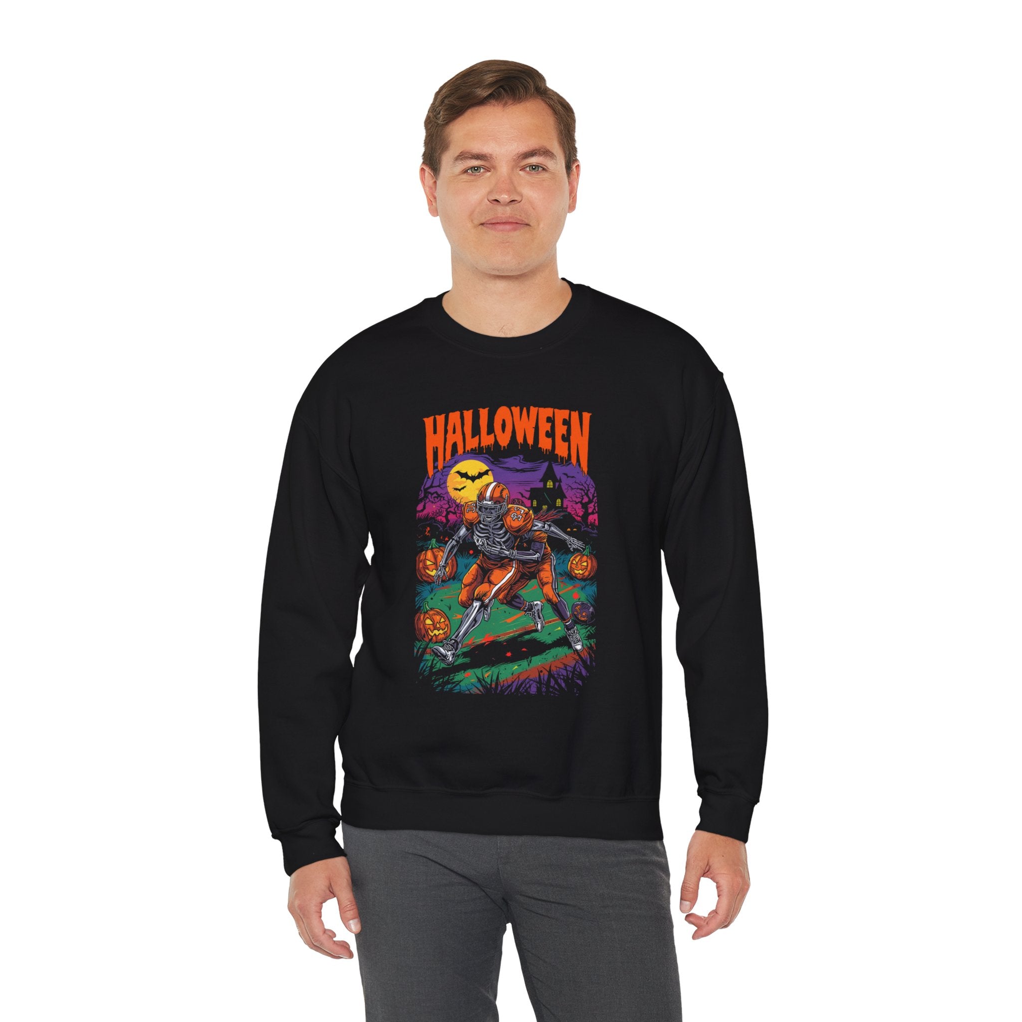 Bluza z nadrukiem Halloween i okrągłym dekoltem H22