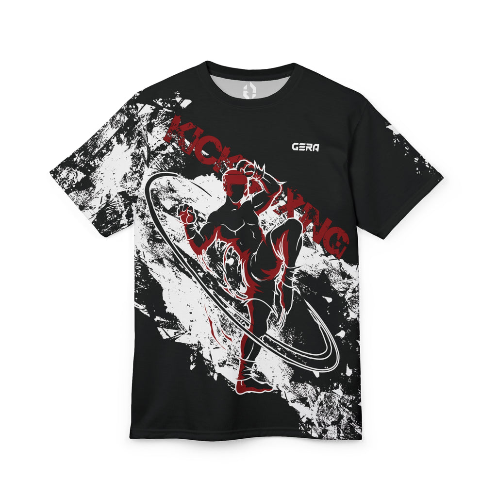 Koszulka kickboxingowa unisex, krojona i szyta – odważny, sportowy design dla entuzjastów fitnessu