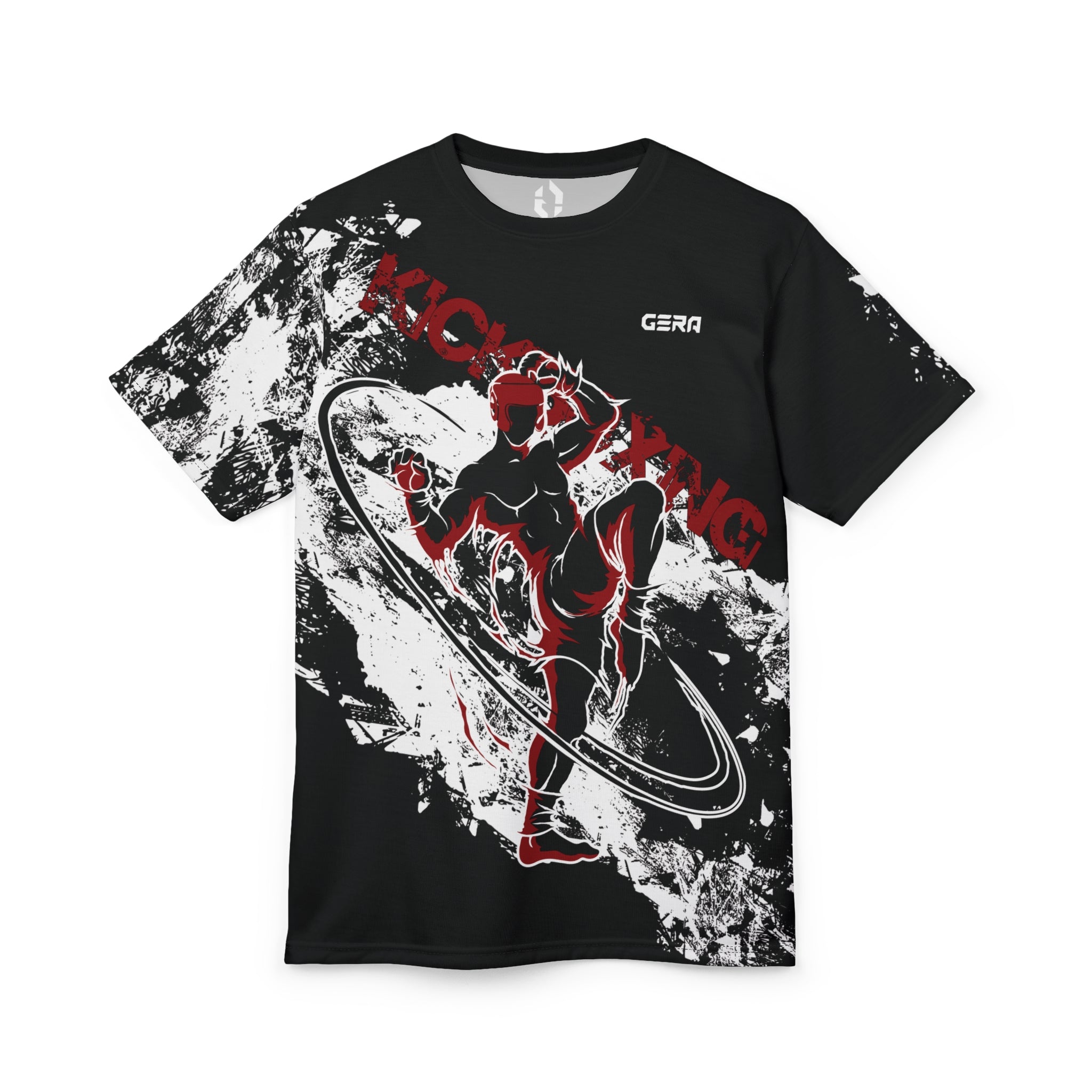 Koszulka kickboxingowa unisex, krojona i szyta – odważny, sportowy design dla entuzjastów fitnessu