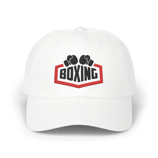 Boxing BX1 Classic Dad Cap - Adjustable White Hat for Fitness Enthusiasts