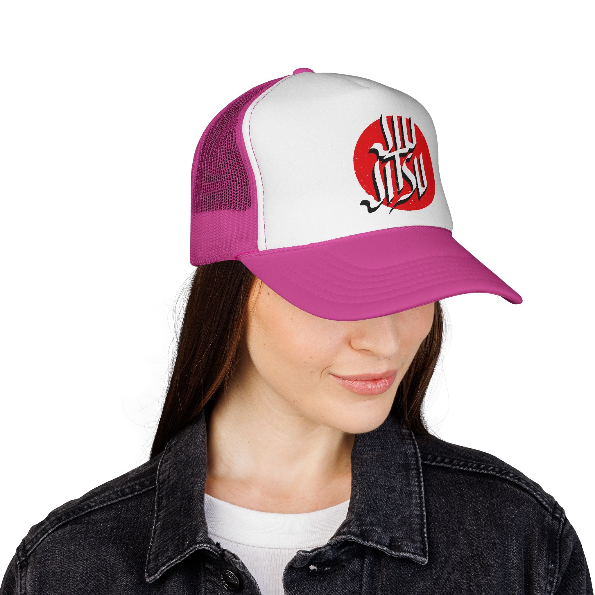 Czapka trucker — czerwona czapka z logo Sun Jiu-Jitsu