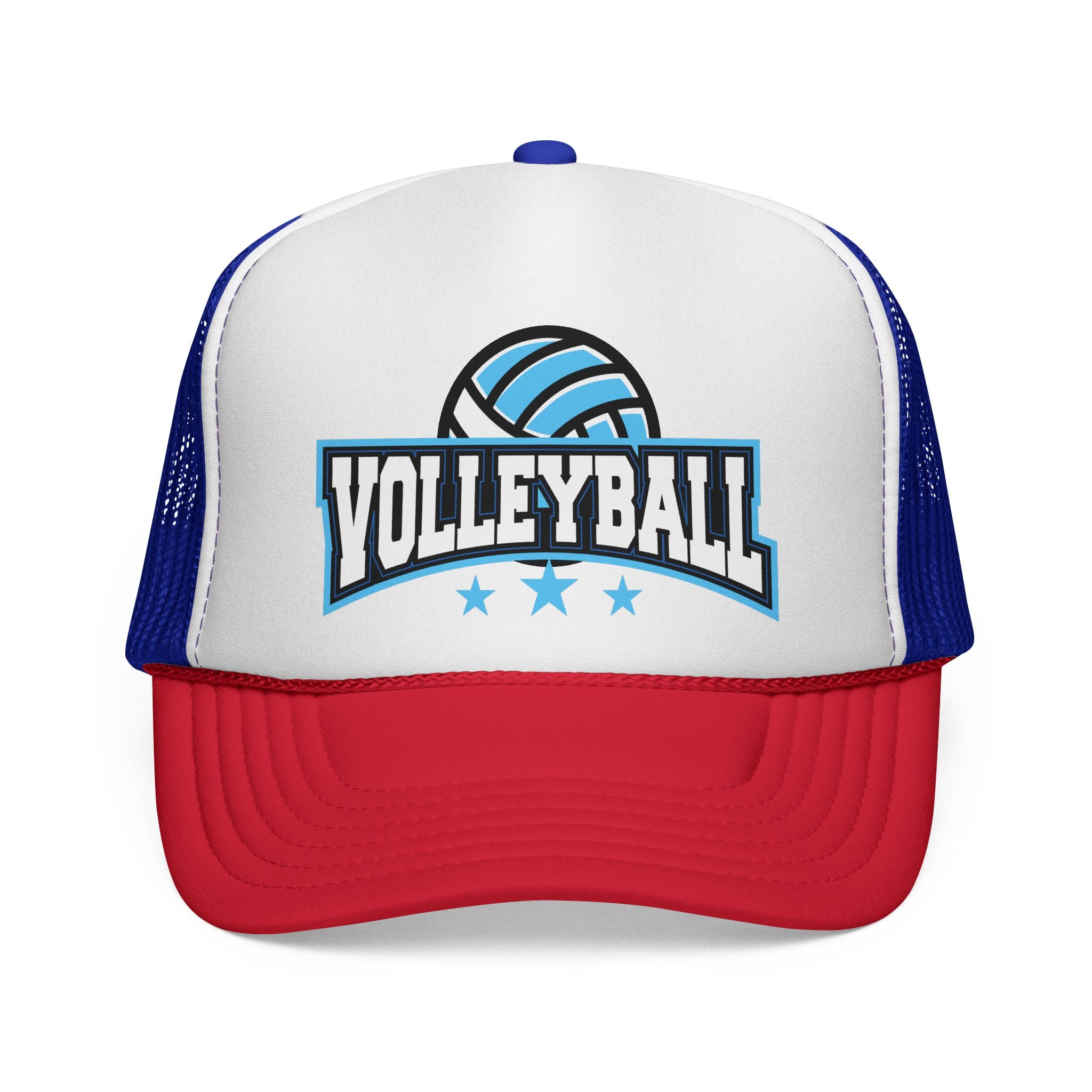 Volleyball Trucker Hat — Blue Volleyball Logo Mesh Cap for Players & Fans