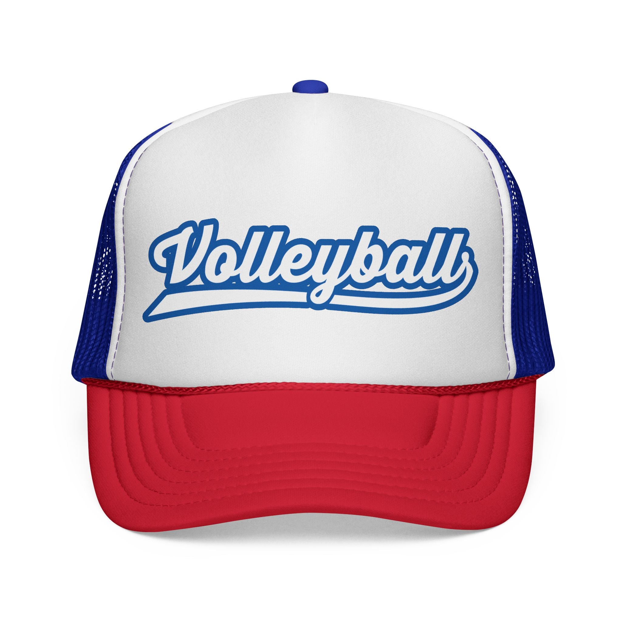 Volleyball Script Trucker Cap — Retro Athletic Mesh Hat for Players & Fans