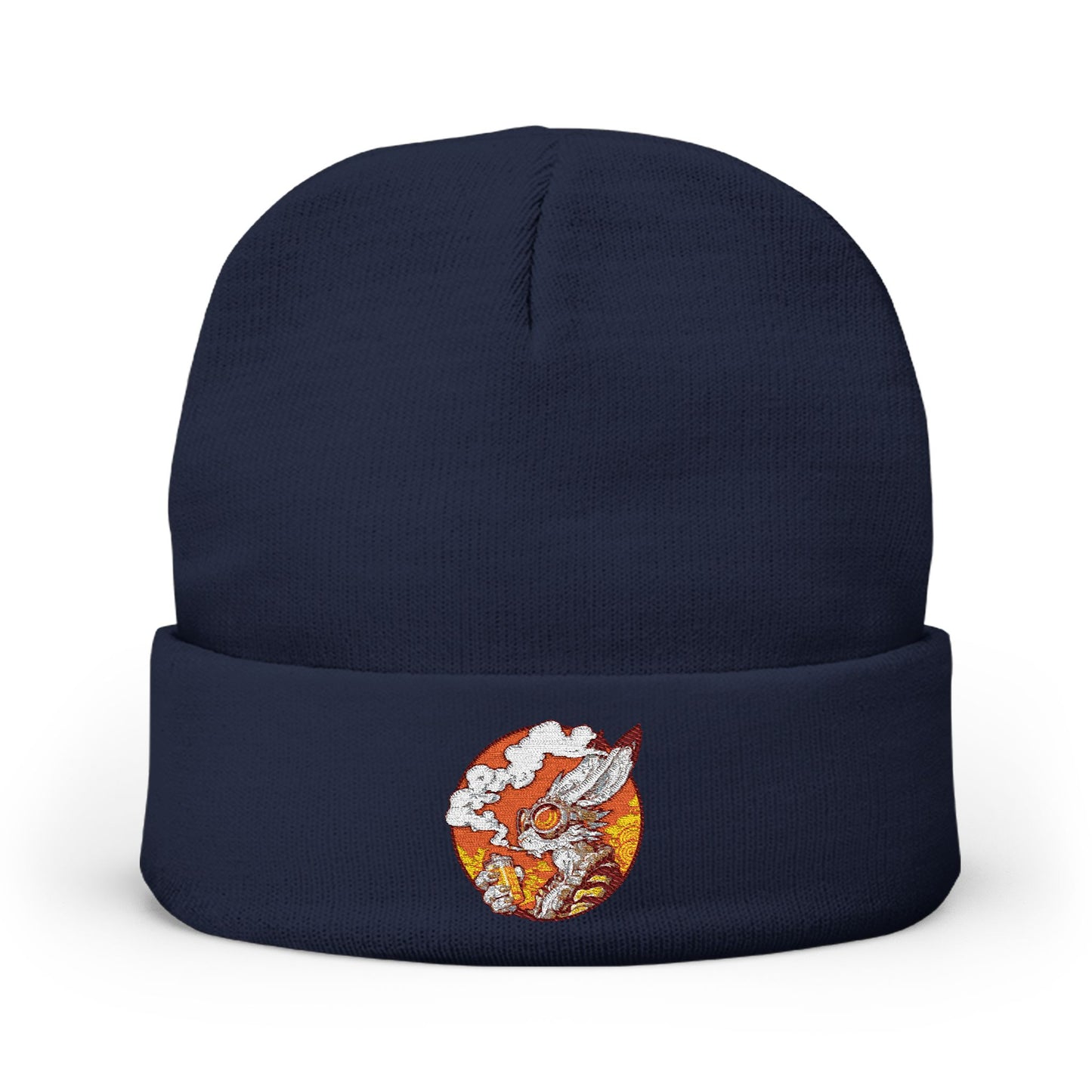 Knitted Beanie with Embroidered Design