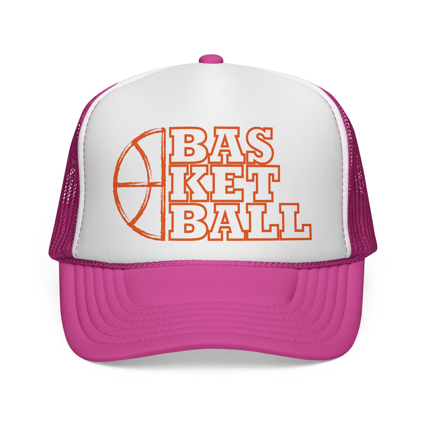 Basketball Trucker Hat — Retro Orange Hoop Design